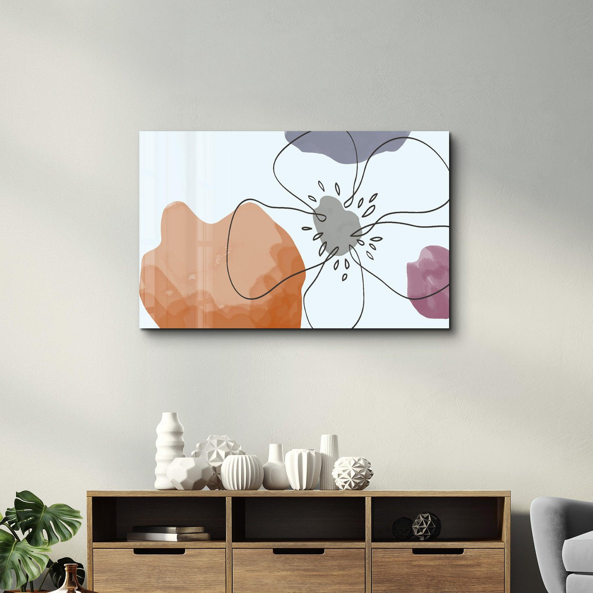 Abstract Shapes and Flower | Glass Wall Art - ArtDesigna Glass Printing Wall Art
