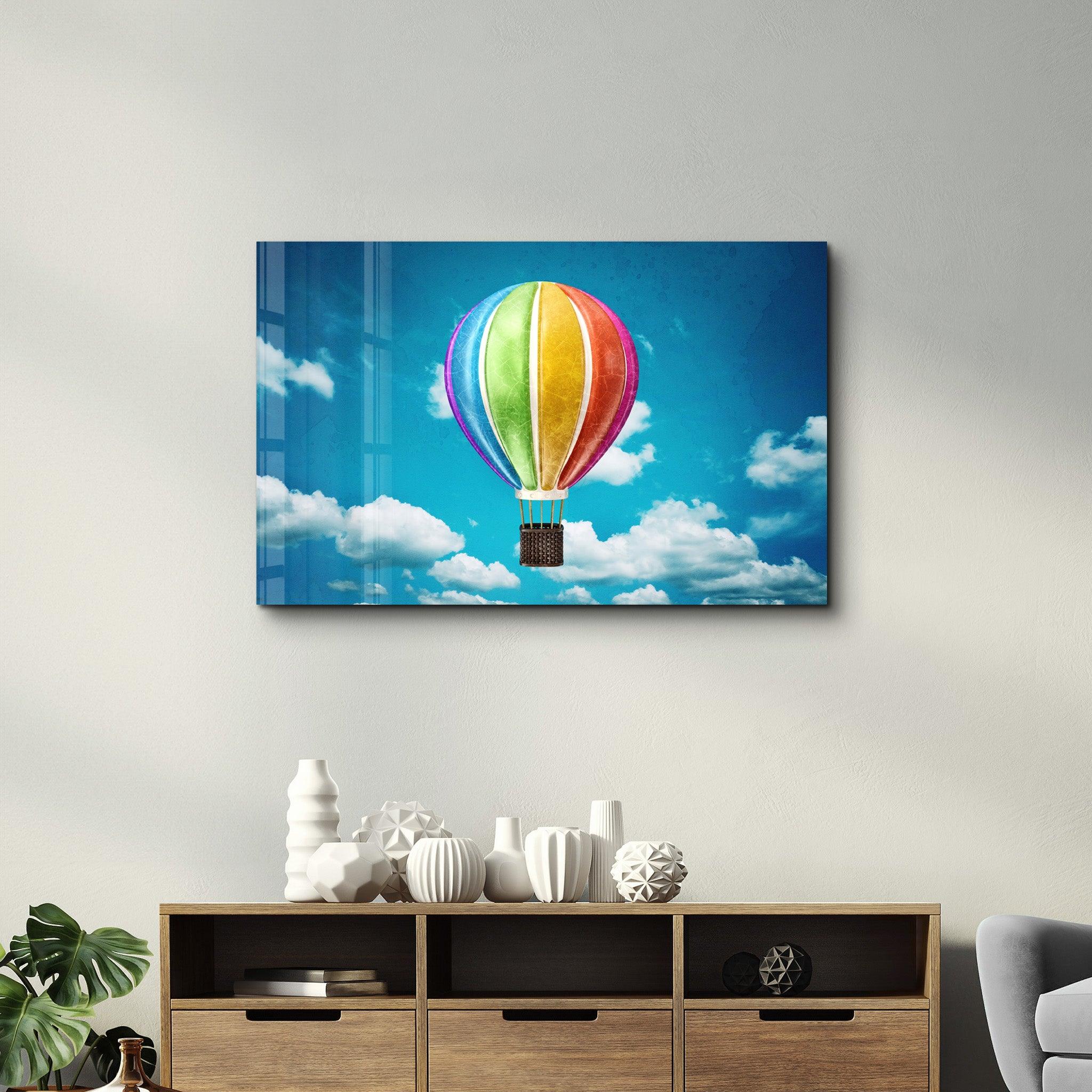 Rainbow Air Balloon | Glass Wall Art - ArtDesigna Glass Printing Wall Art