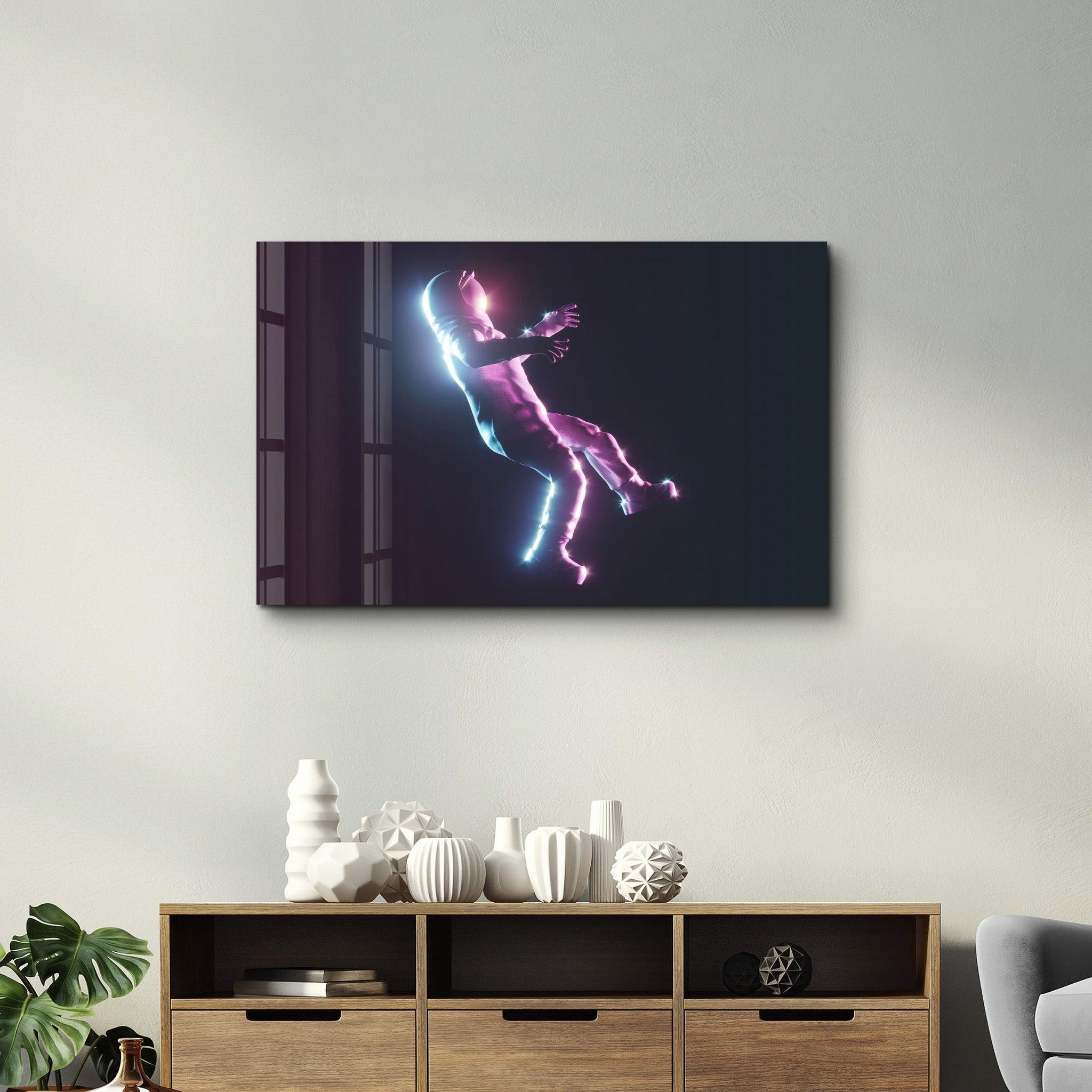 Astronaut Neon | Glass Wall Art - ArtDesigna Glass Printing Wall Art