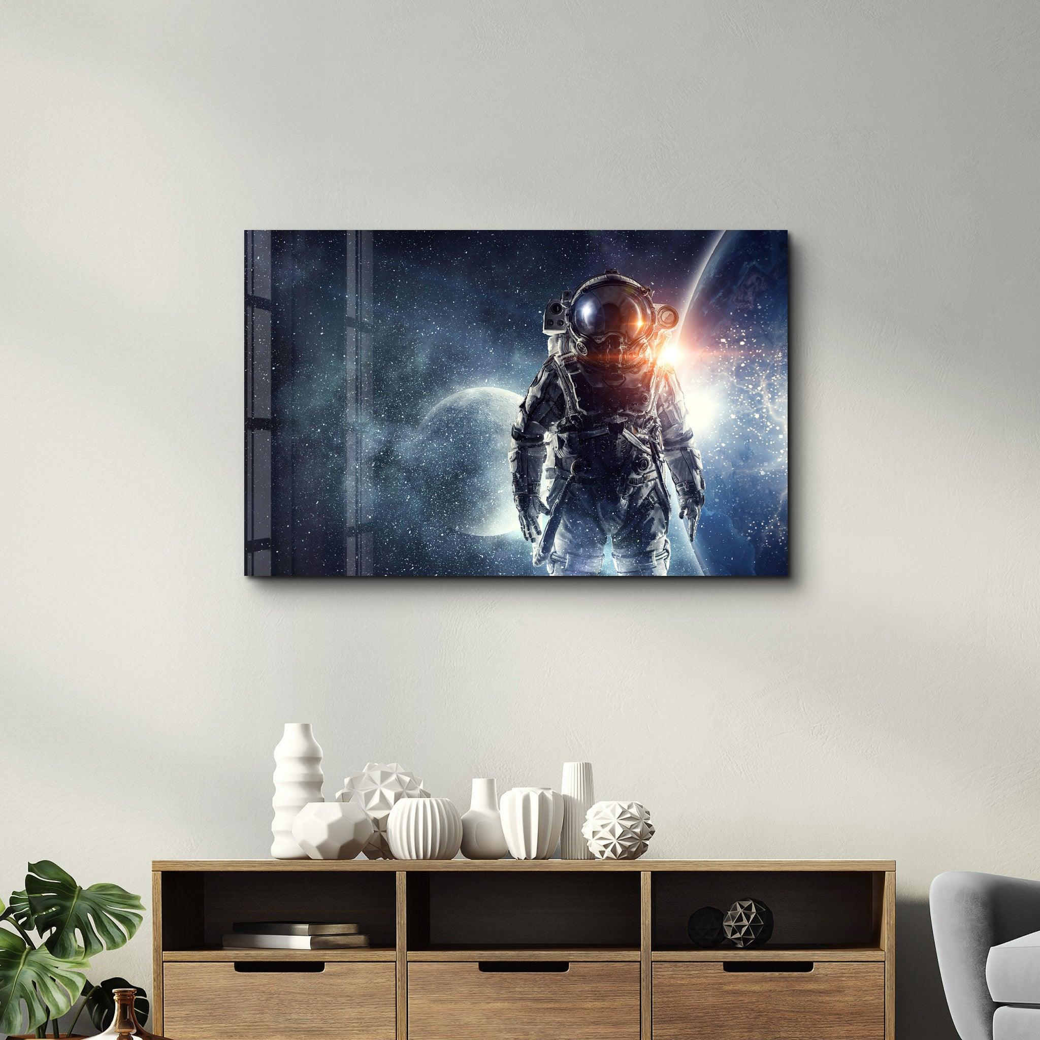 Tempered Glass, Glass Art, Wall Decor, Solar System 2024 Wall Art, Space Wall Art, Astronaut Wall Decoration, Modern Glass Wall Art,