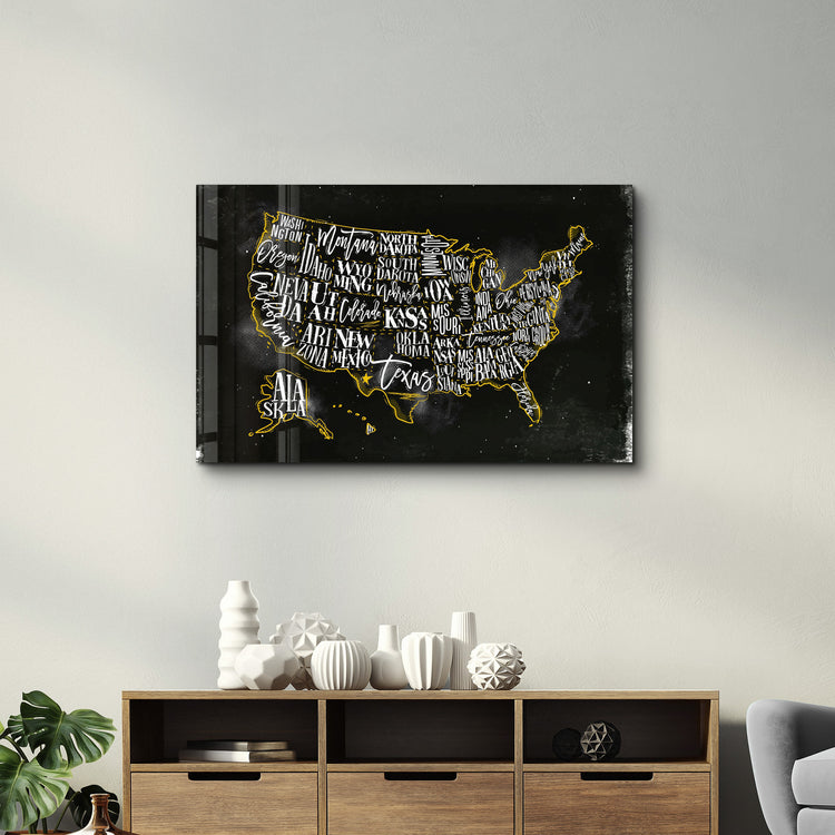 ・"The US Map"・Glass Wall Art - ArtDesigna Glass Printing Wall Art