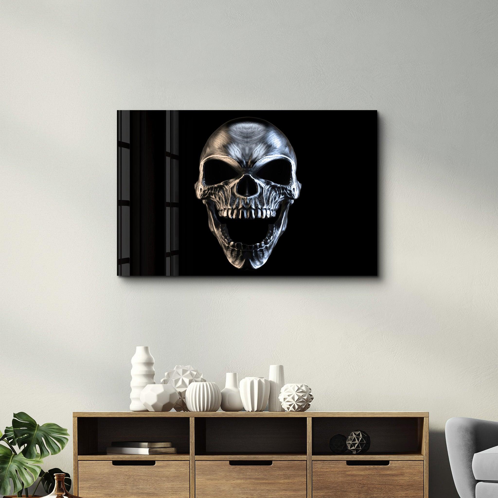 Silver Skull | Glass Wall Art - ArtDesigna Glass Printing Wall Art