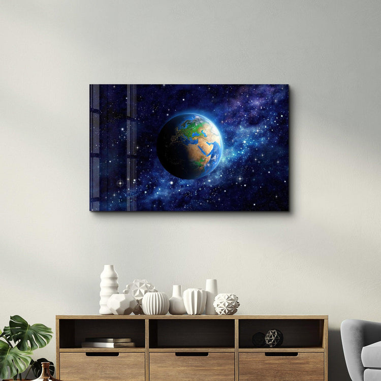 Earth In Space | Glass Wall Art – ArtDesigna Glass Printing Wall Art