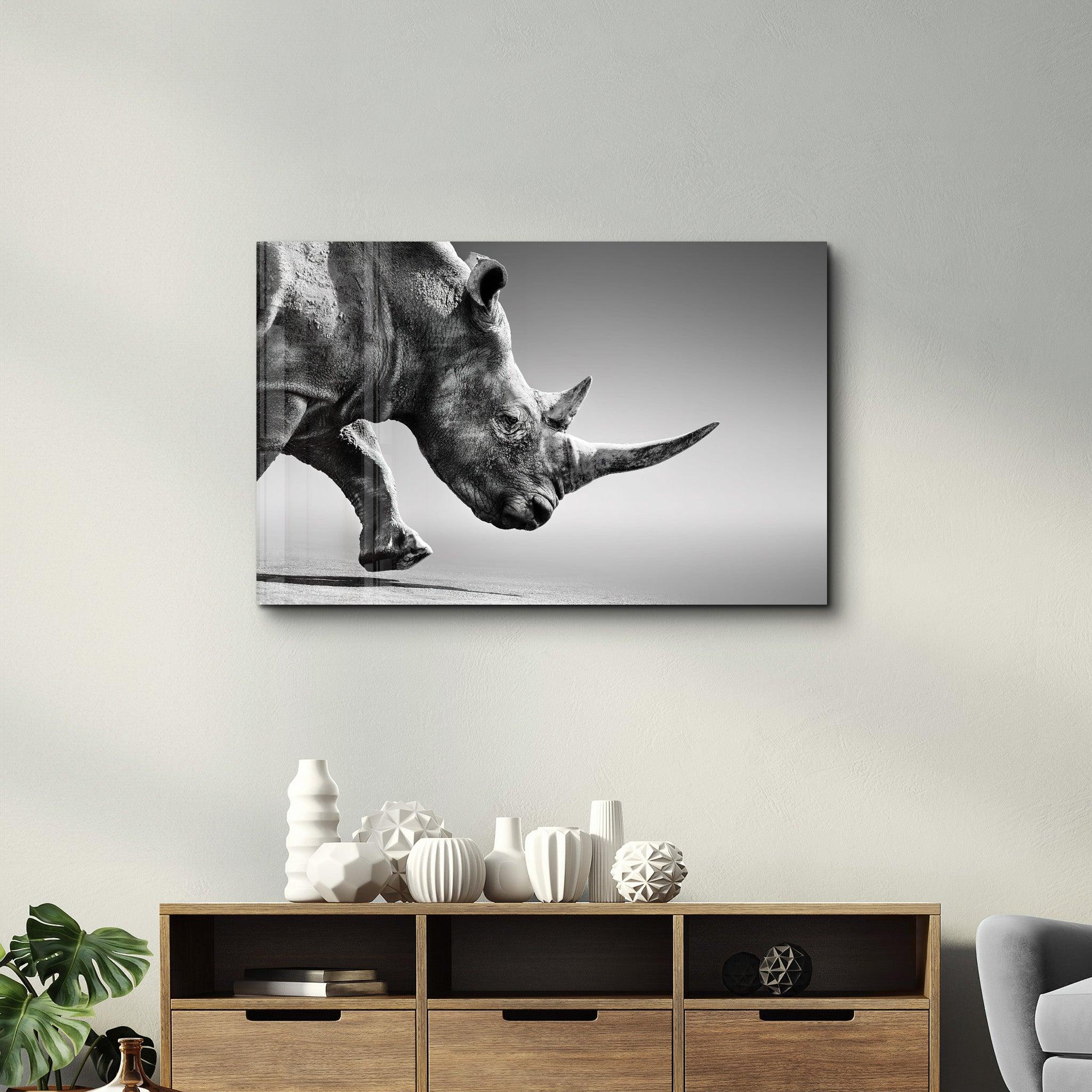 Black Rhinoceros | Glass Wall Art - ArtDesigna Glass Printing Wall Art