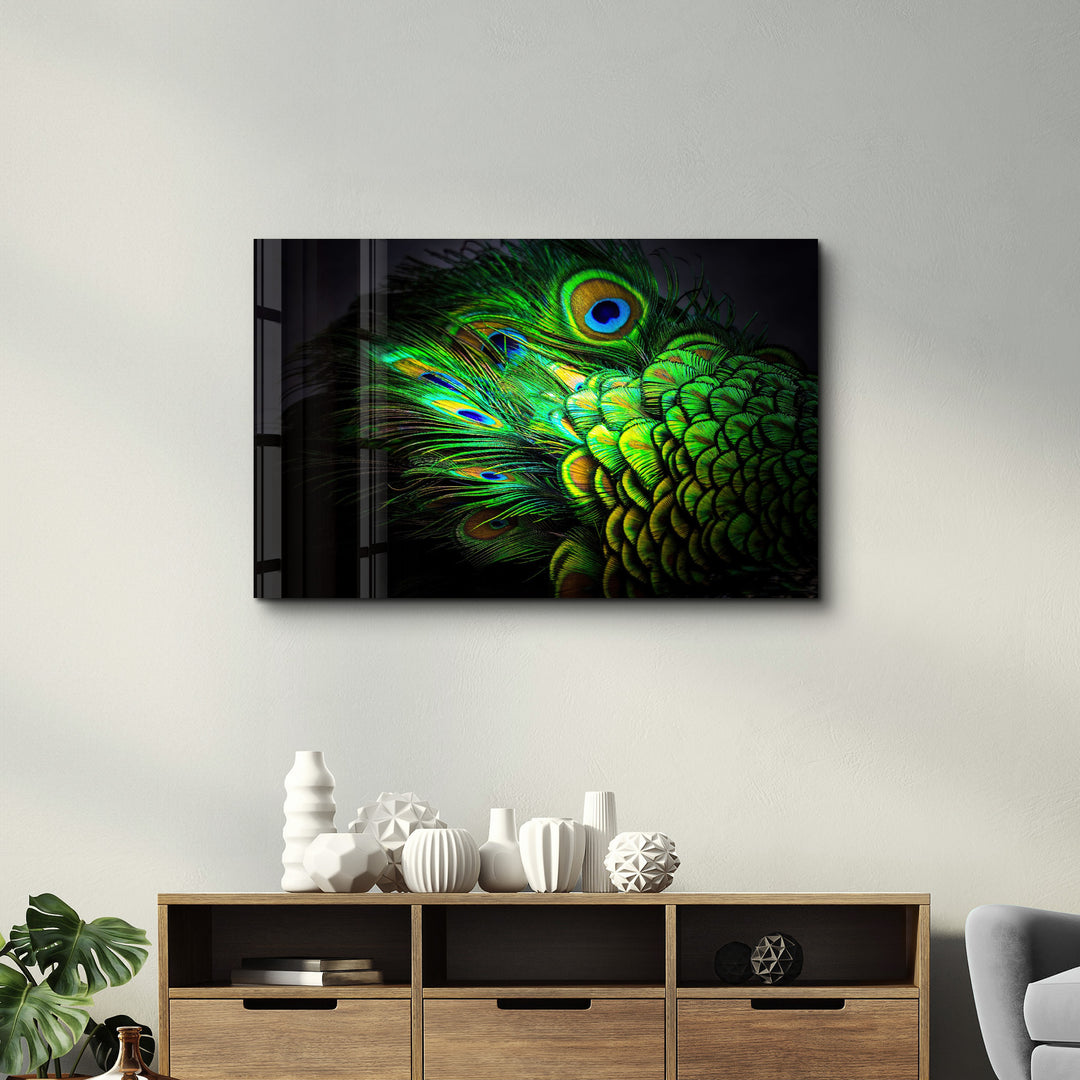 ・"Peacock Feather"・Glass Wall Art - ArtDesigna Glass Printing Wall Art