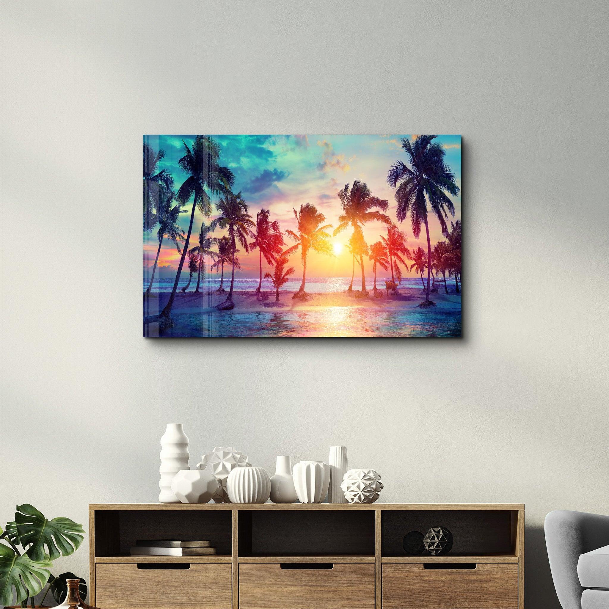 Eternal Paradise Sunset Dreams | Glass Wall Art - Artdesigna