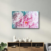 Blushing Peonies | Glass Wall Art - Artdesigna