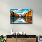 The Reflection in the Calm River | Glass Wall Art - Artdesigna