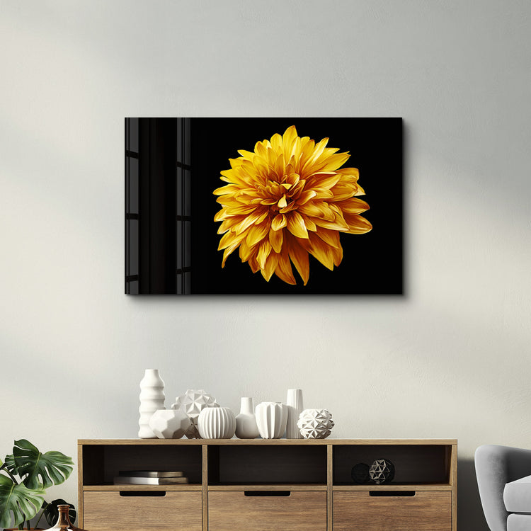 ・"Yellow Flower"・Glass Wall Art - ArtDesigna Glass Printing Wall Art