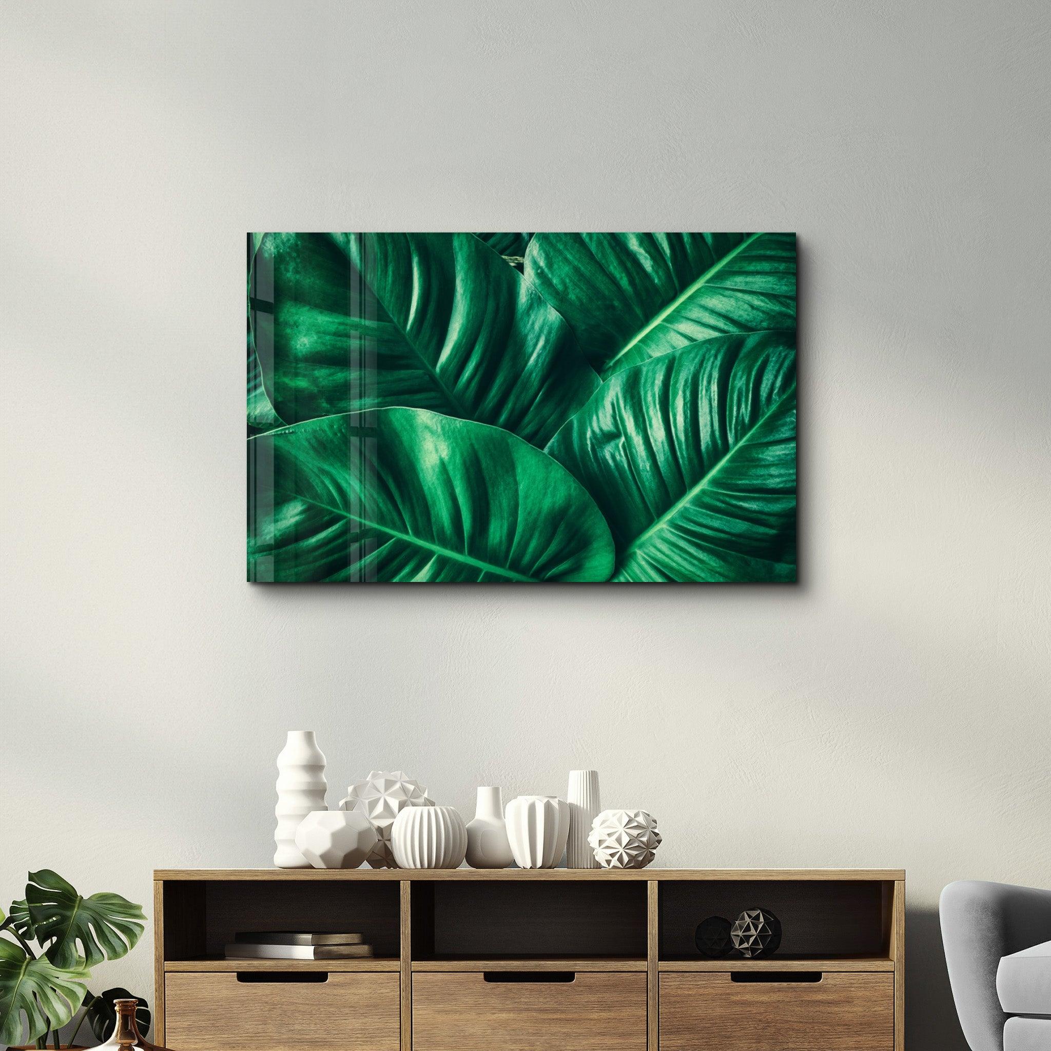 Green Tropical Leaf | Glass Wall Art - ArtDesigna Glass Printing Wall Art
