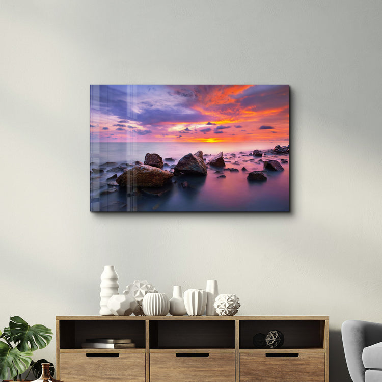・"Sunset at Sea"・Glass Wall Art - ArtDesigna Glass Printing Wall Art