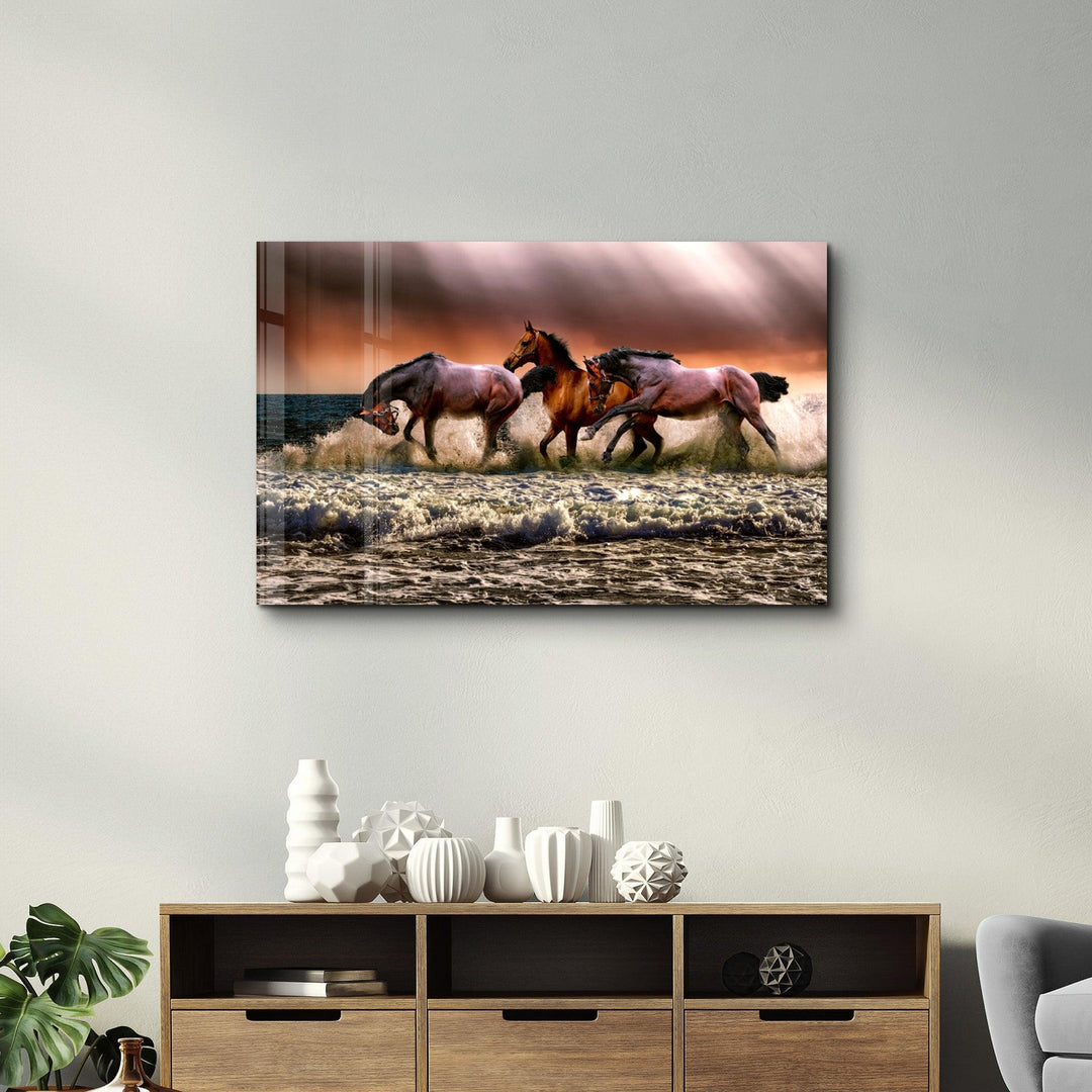 ・"Horses"・Glass Wall Art - ArtDesigna Glass Printing Wall Art