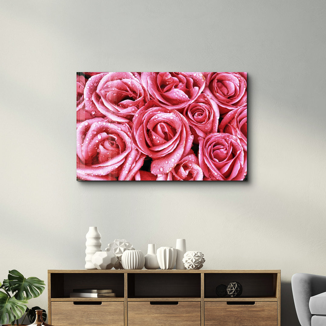 ・"Pink Rose"・Glass Wall Art - ArtDesigna Glass Printing Wall Art