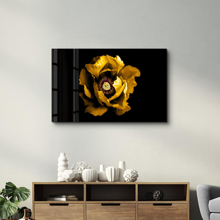 ・"Yellow Rose 2"・Glass Wall Art - ArtDesigna Glass Printing Wall Art