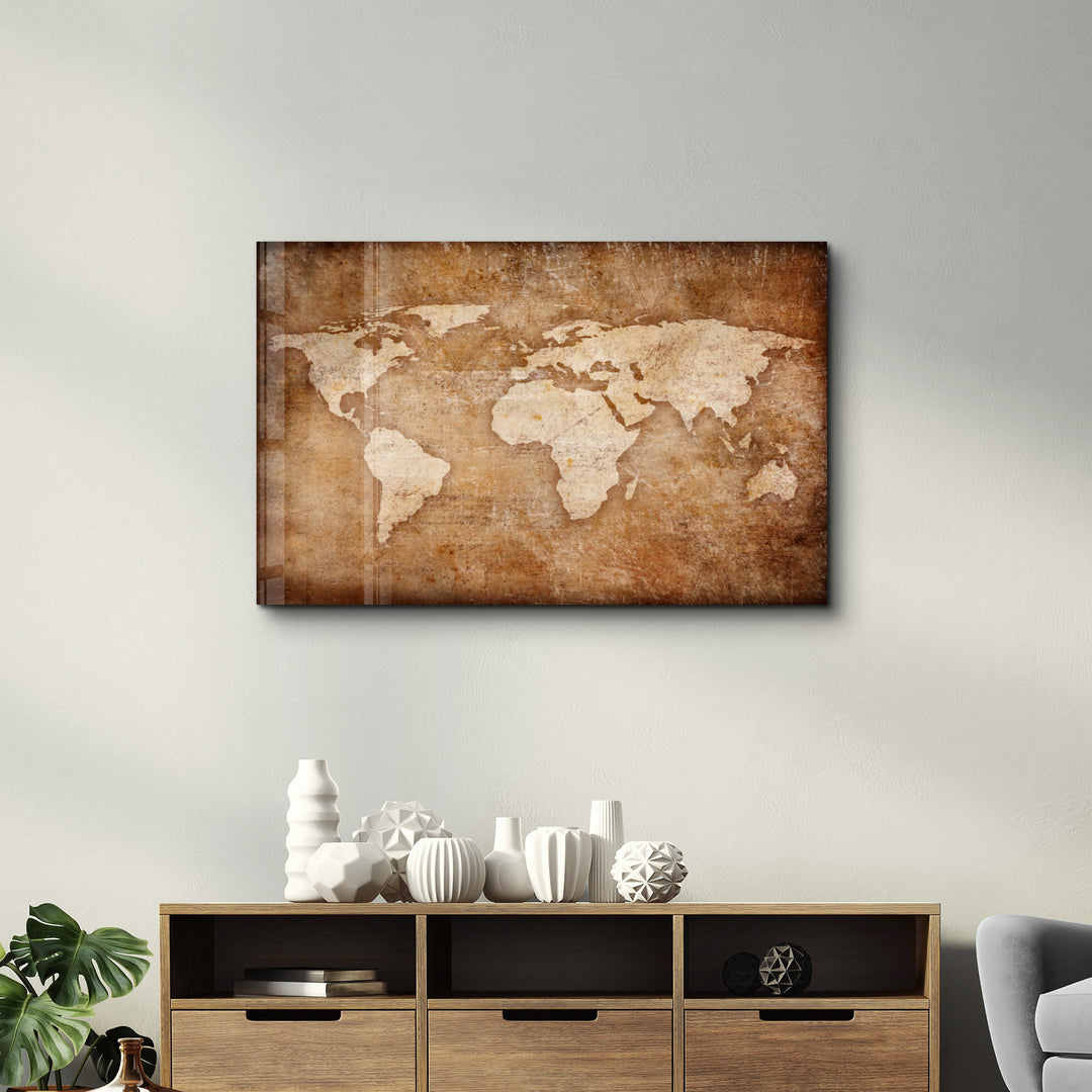 ・"World Map Classic"・Glass Wall Art - ArtDesigna Glass Printing Wall Art