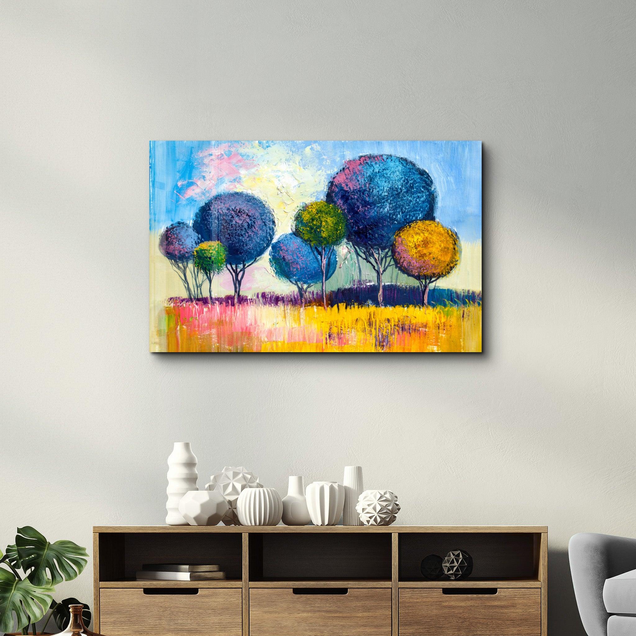 Pompom Trees | Glass Wall Art - ArtDesigna Glass Printing Wall Art