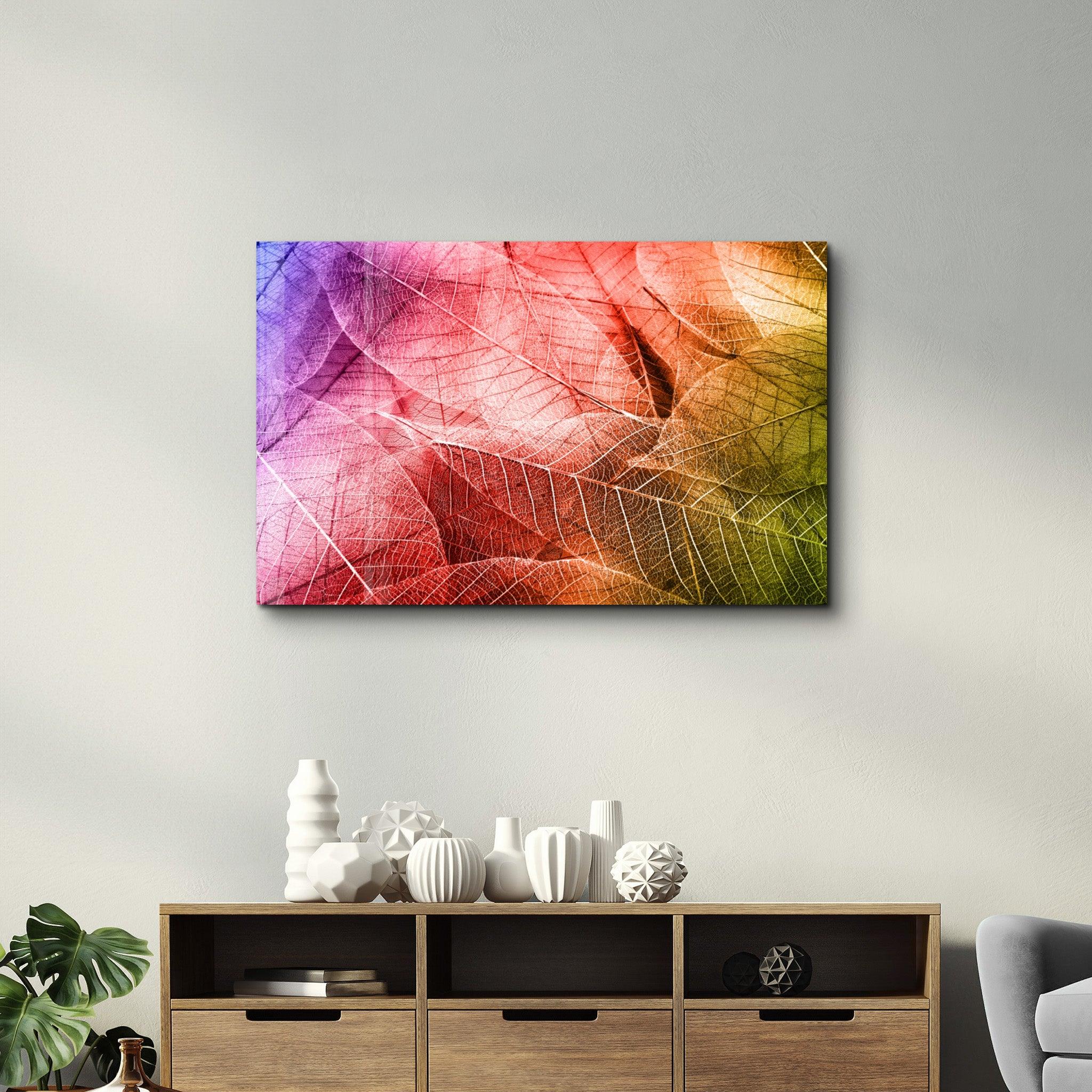 Rainbow Leaves | Glass Wall Art - ArtDesigna Glass Printing Wall Art