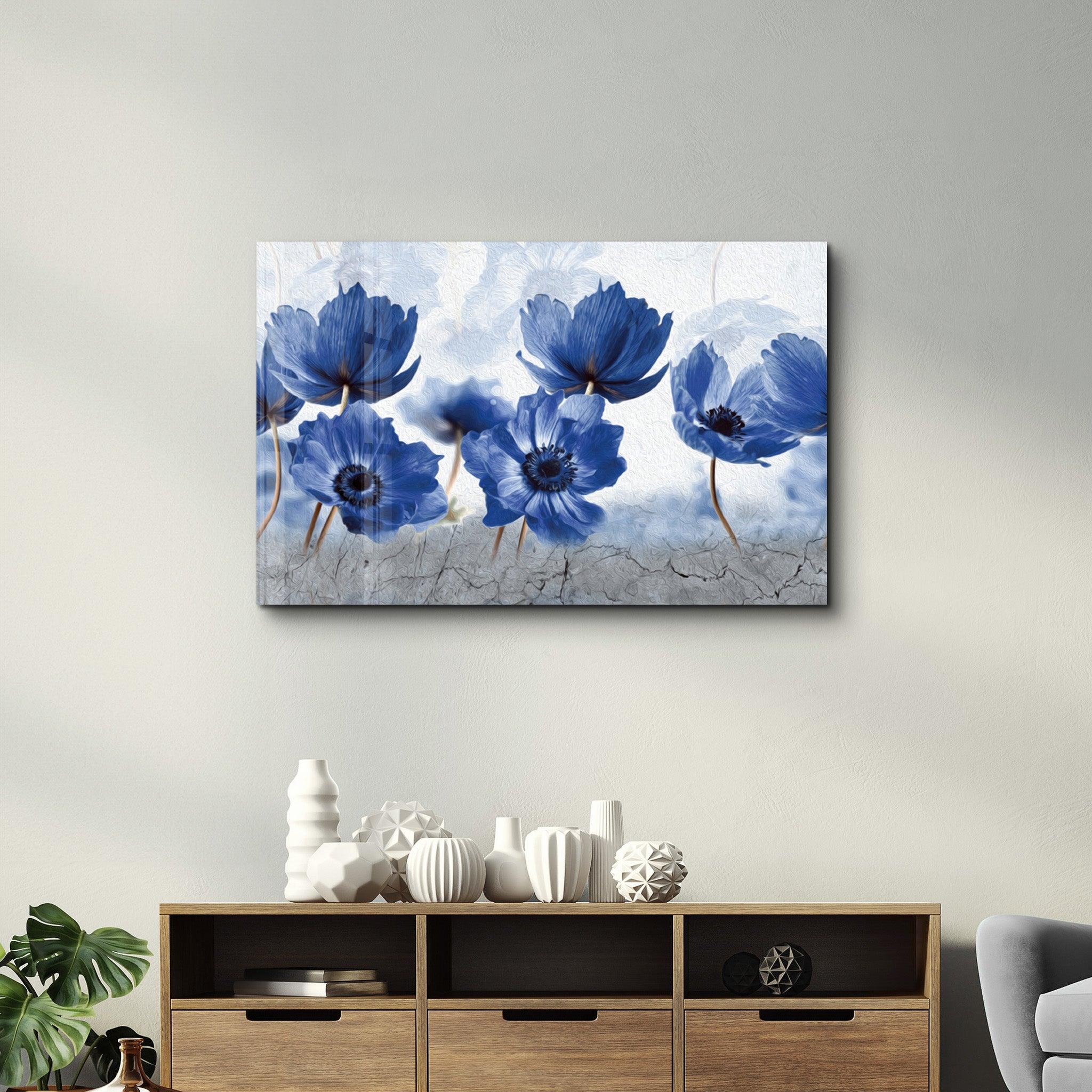Blue Flowers | Glass Wall Art - ArtDesigna Glass Printing Wall Art