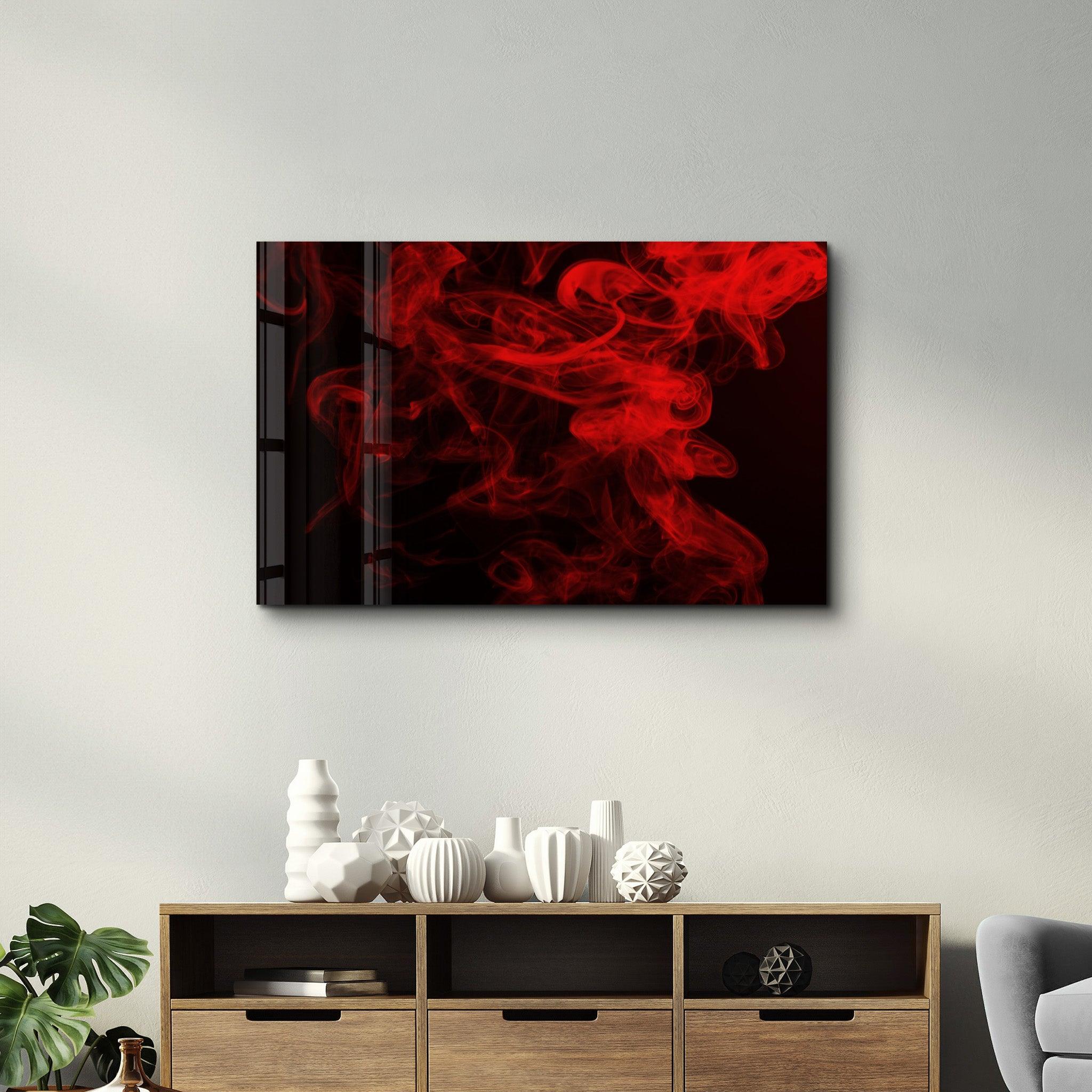 Red Smoke2 | Glass Wall Art - ArtDesigna Glass Printing Wall Art