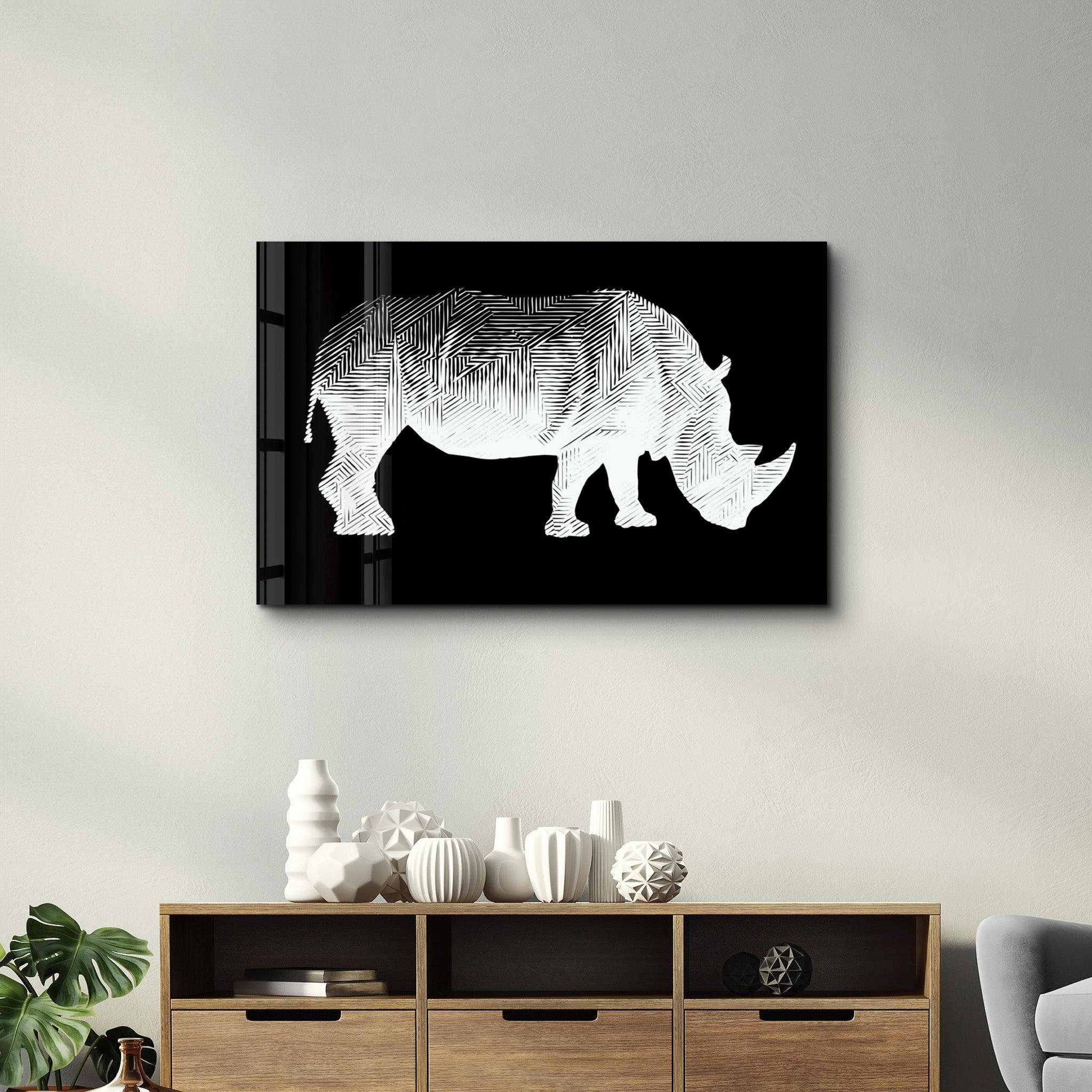 Rhino Black | Glass Wall Art - ArtDesigna Glass Printing Wall Art