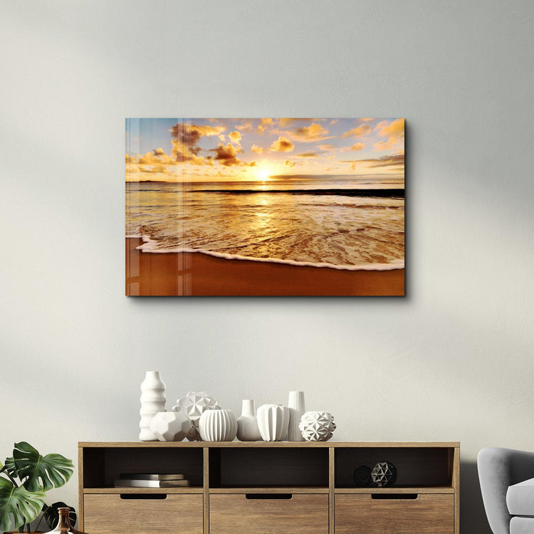 ・"Ocean and Sunset V2"・Glass Wall Art - ArtDesigna Glass Printing Wall Art