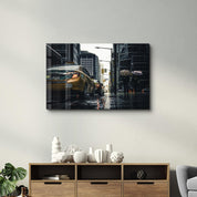 Rainy City | Glass Wall Art - Artdesigna