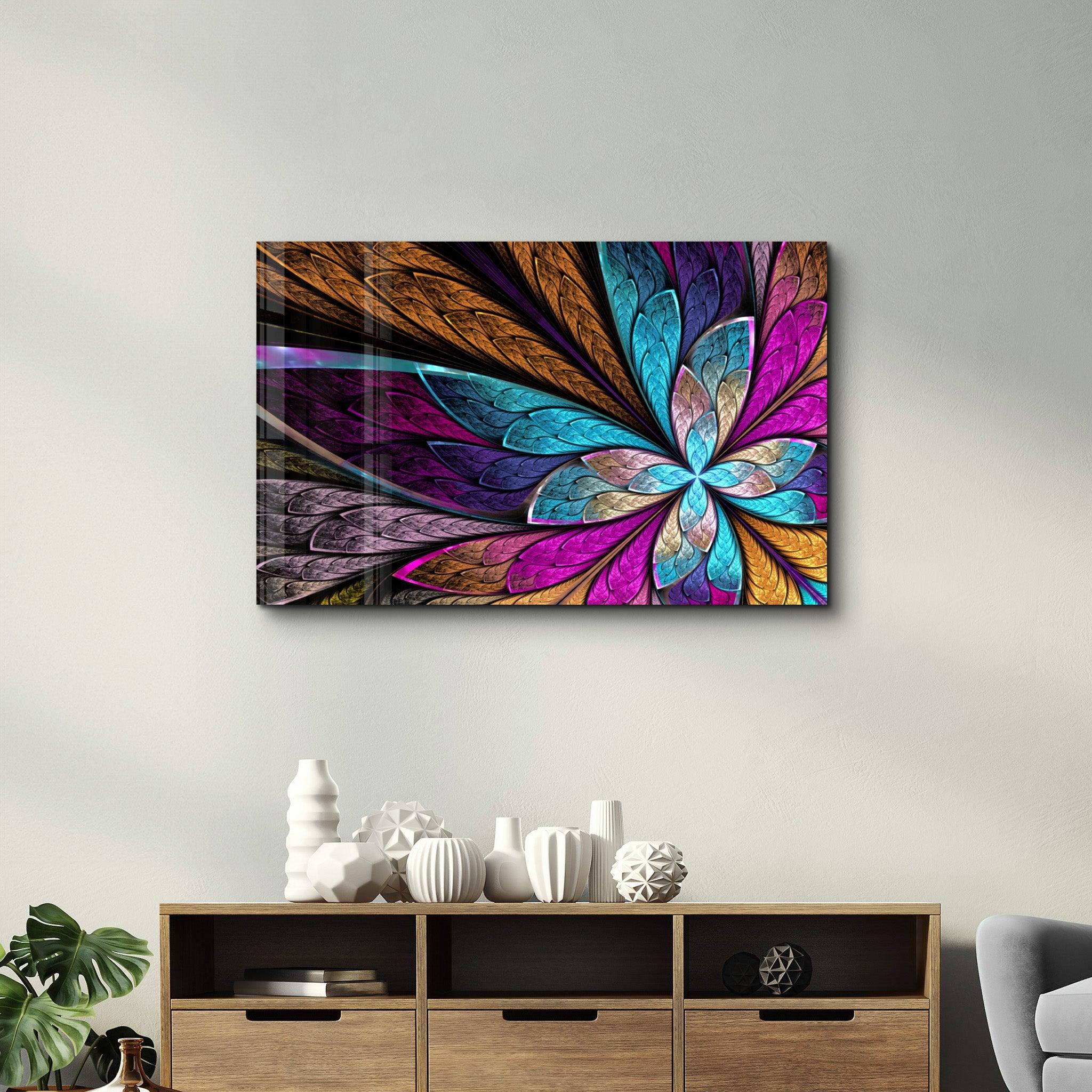 Neon Colored Leaves | Glass Wall Art - ArtDesigna Glass Printing Wall Art