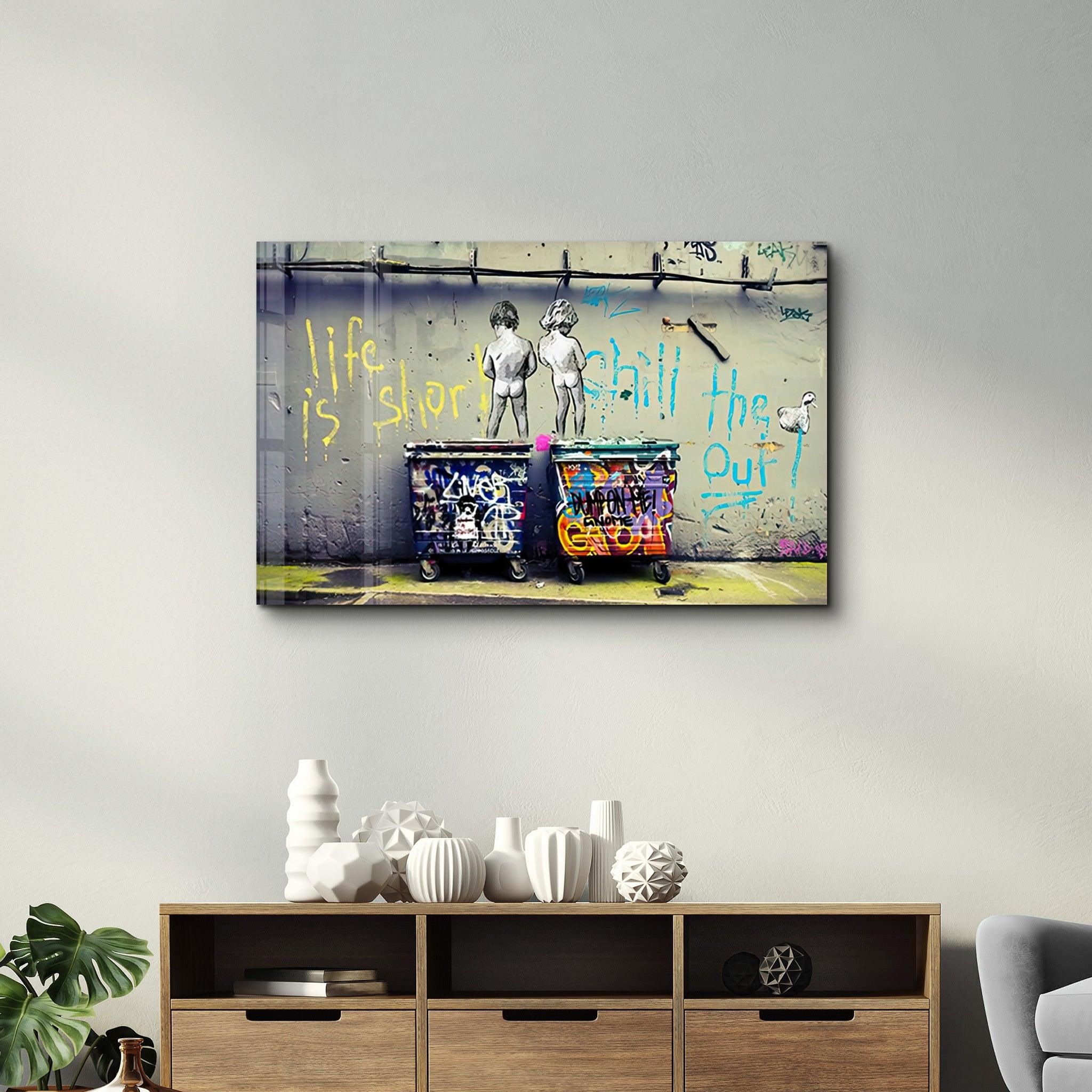 Banksy Life is Short Glass Wall Art - Artdesigna