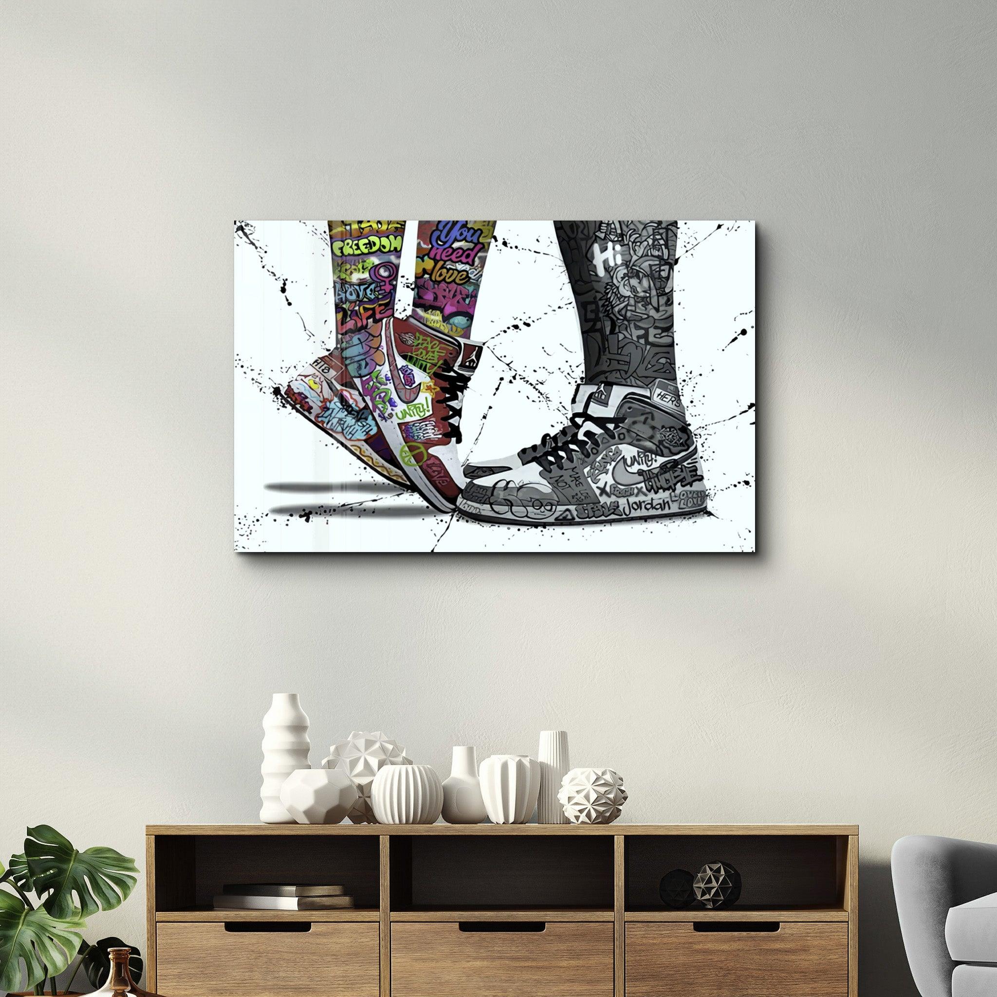 Street Art Footwear V2 | Glass Wall Art - ArtDesigna Glass Printing Wall Art