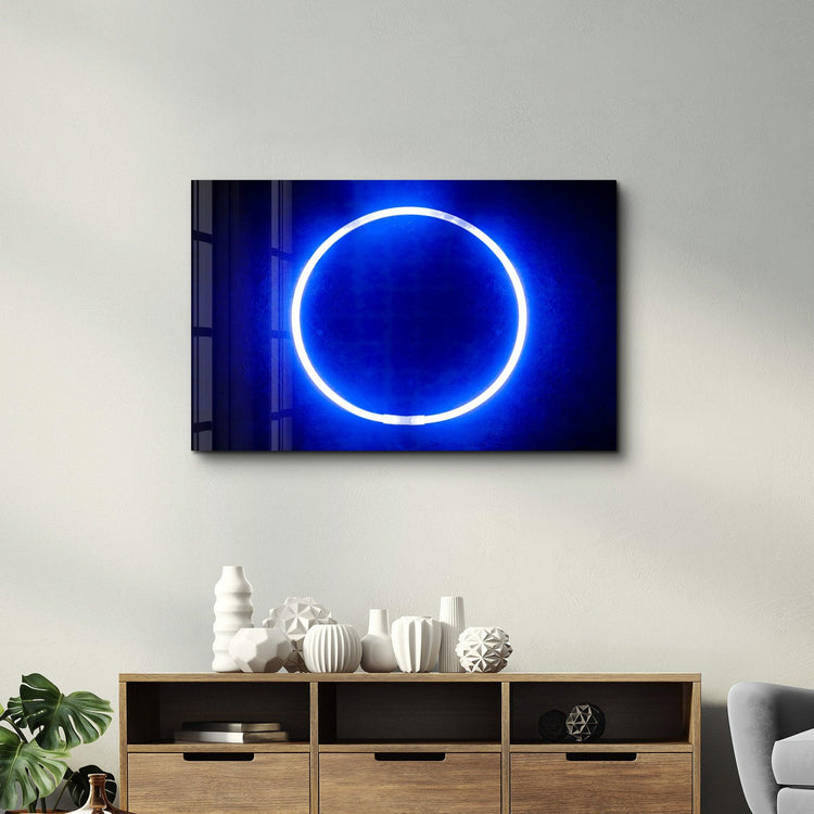 ・"Blue Circle Light"・Glass Wall Art - ArtDesigna Glass Printing Wall Art