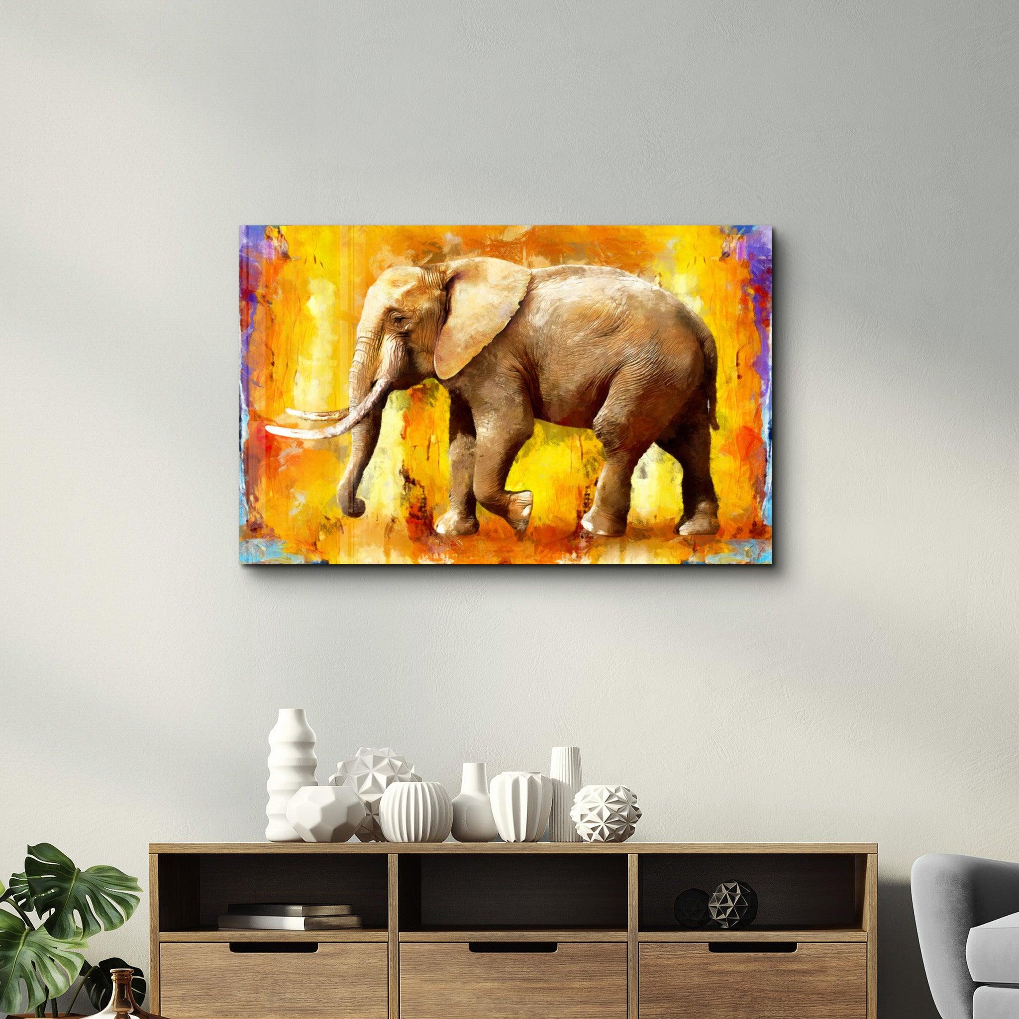 Elephant Yellow | Glass Wall Art - ArtDesigna Glass Printing Wall Art