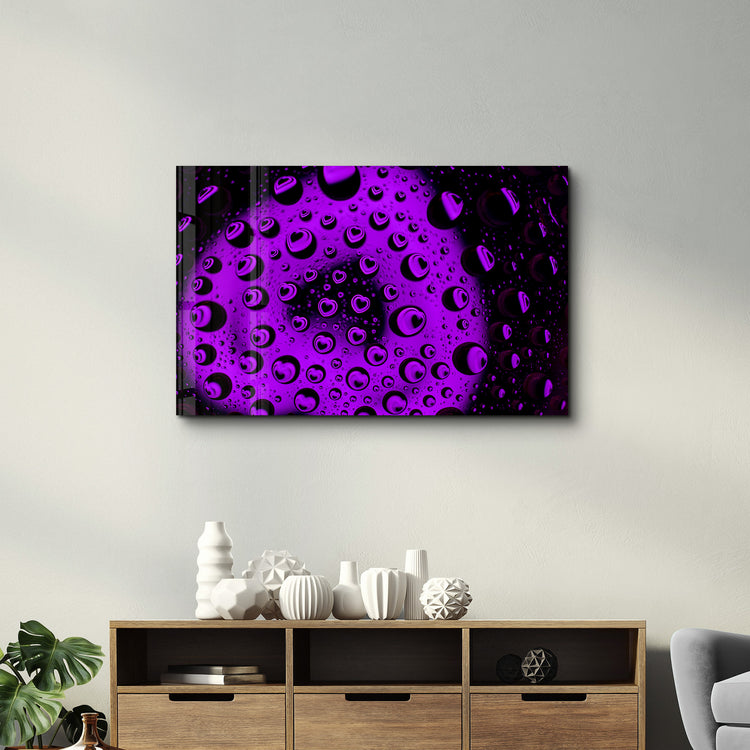 ・"Water Drops - Purple Heart"・Glass Wall Art - ArtDesigna Glass Printing Wall Art