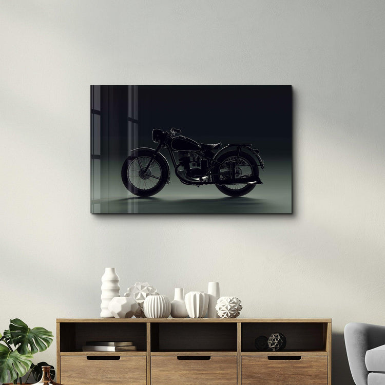 Old Biker | Designer's Collection Glass Wall Art - ArtDesigna Glass Printing Wall Art