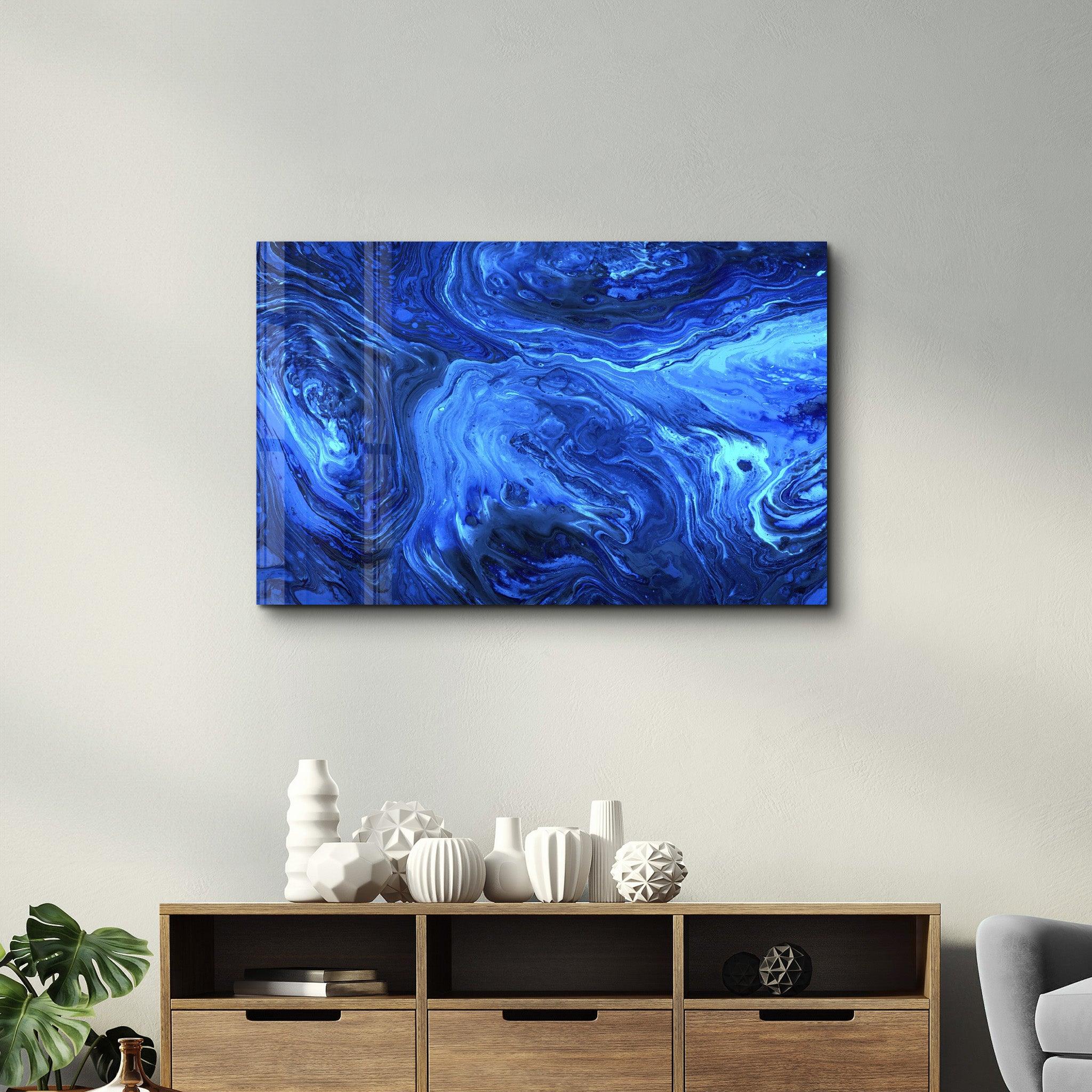 Lava Pattern - Blue | Designer's Collection Glass Wall Art - ArtDesigna Glass Printing Wall Art