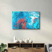Blue and Red Ink Drops | Designer's Collection Glass Wall Art - ArtDesigna Glass Printing Wall Art
