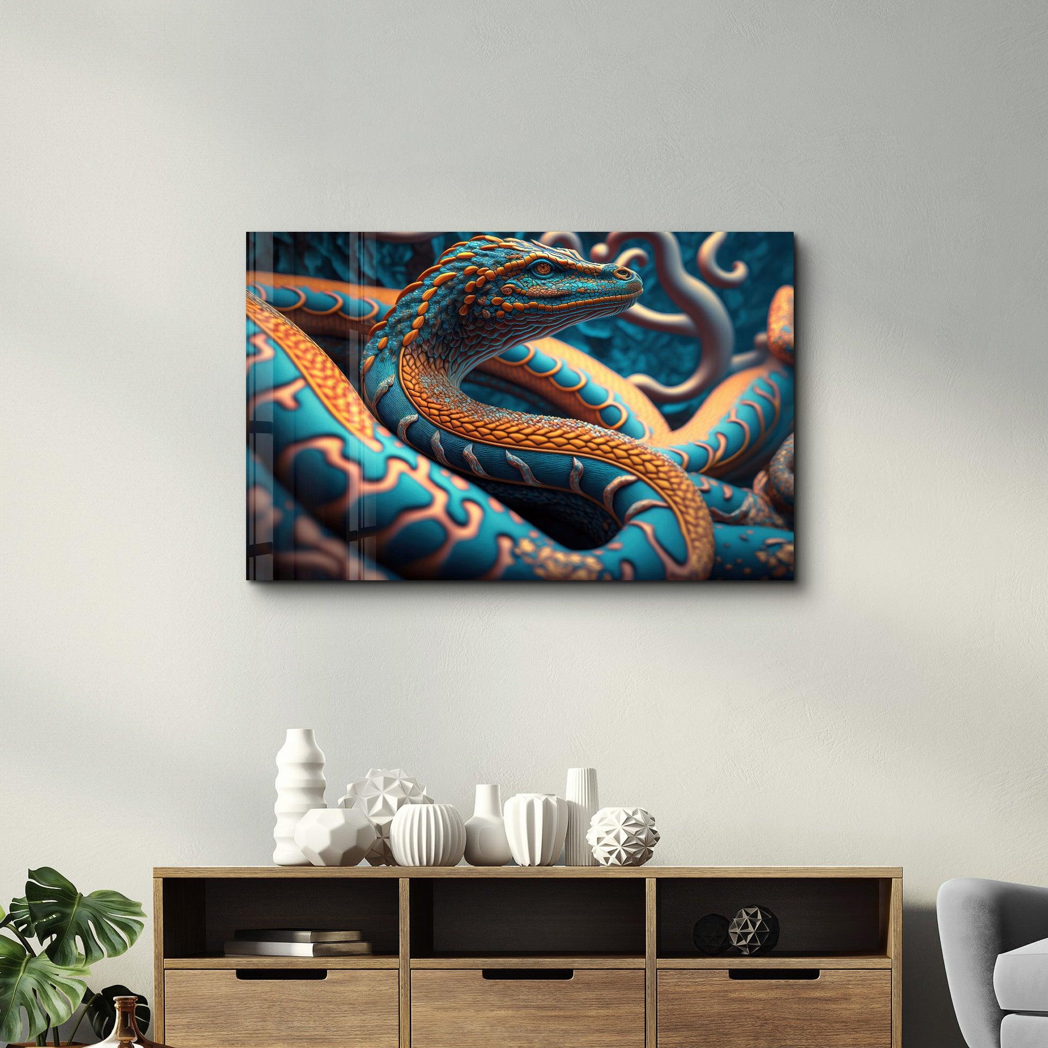 Snake Dragon | Secret World Collection Glass Wall Art - ArtDesigna Glass Printing Wall Art