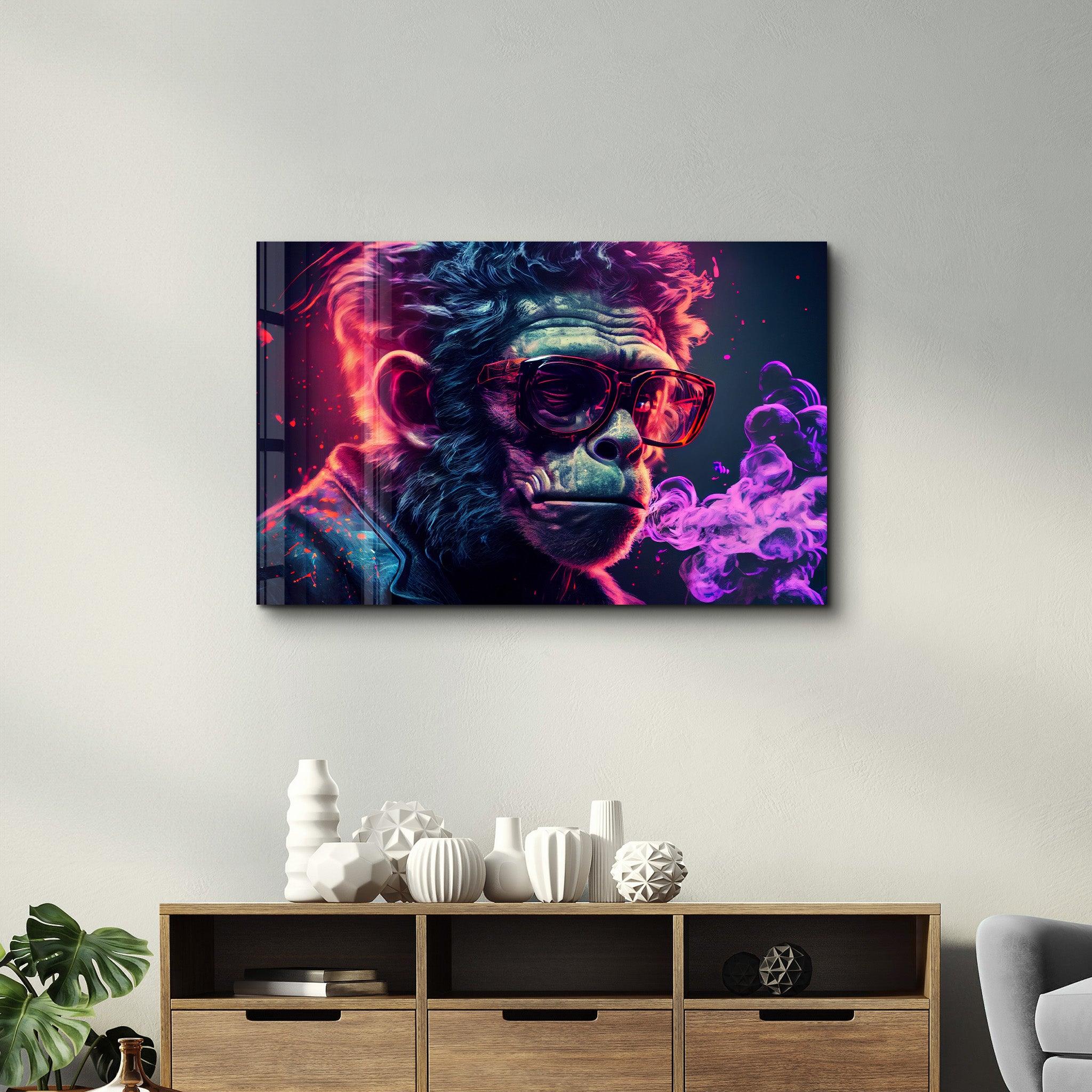Mr. Monkey - Cyberpunk | Designer's Collection Glass Wall Art - ArtDesigna Glass Printing Wall Art
