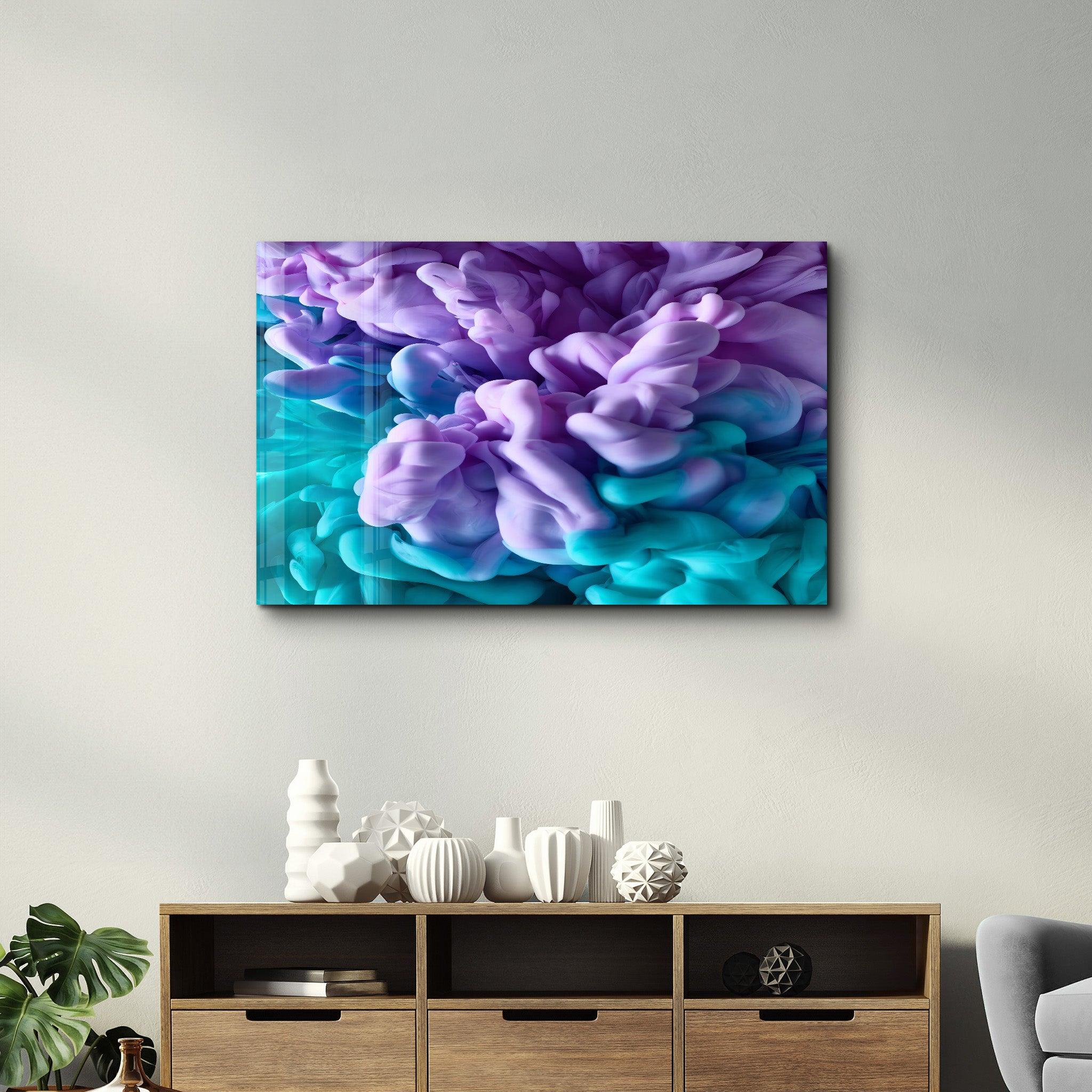 Purple and Blue Smokes | Glass Wall Art - ArtDesigna Glass Printing Wall Art