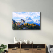 Beautiful view of Neuschwanstein castle in the Bavarian Alps, Germany | Glass Wall Art - ArtDesigna Glass Printing Wall Art