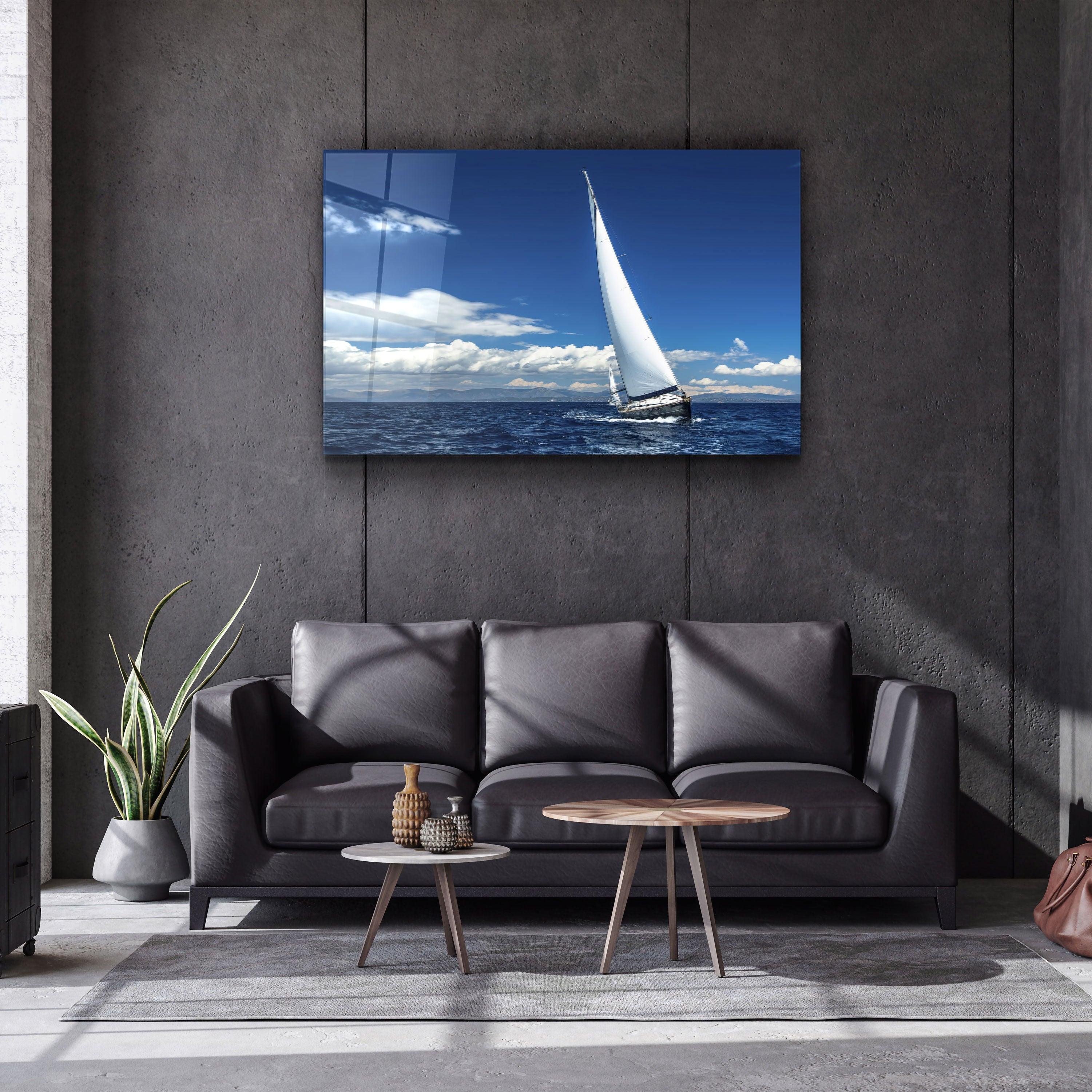 Sailing in the Ocean | Glass Printing Wall Art - Artdesigna