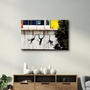 Banksy - Monkeys on the Train Bridge - Glass Wall Art - Artdesigna