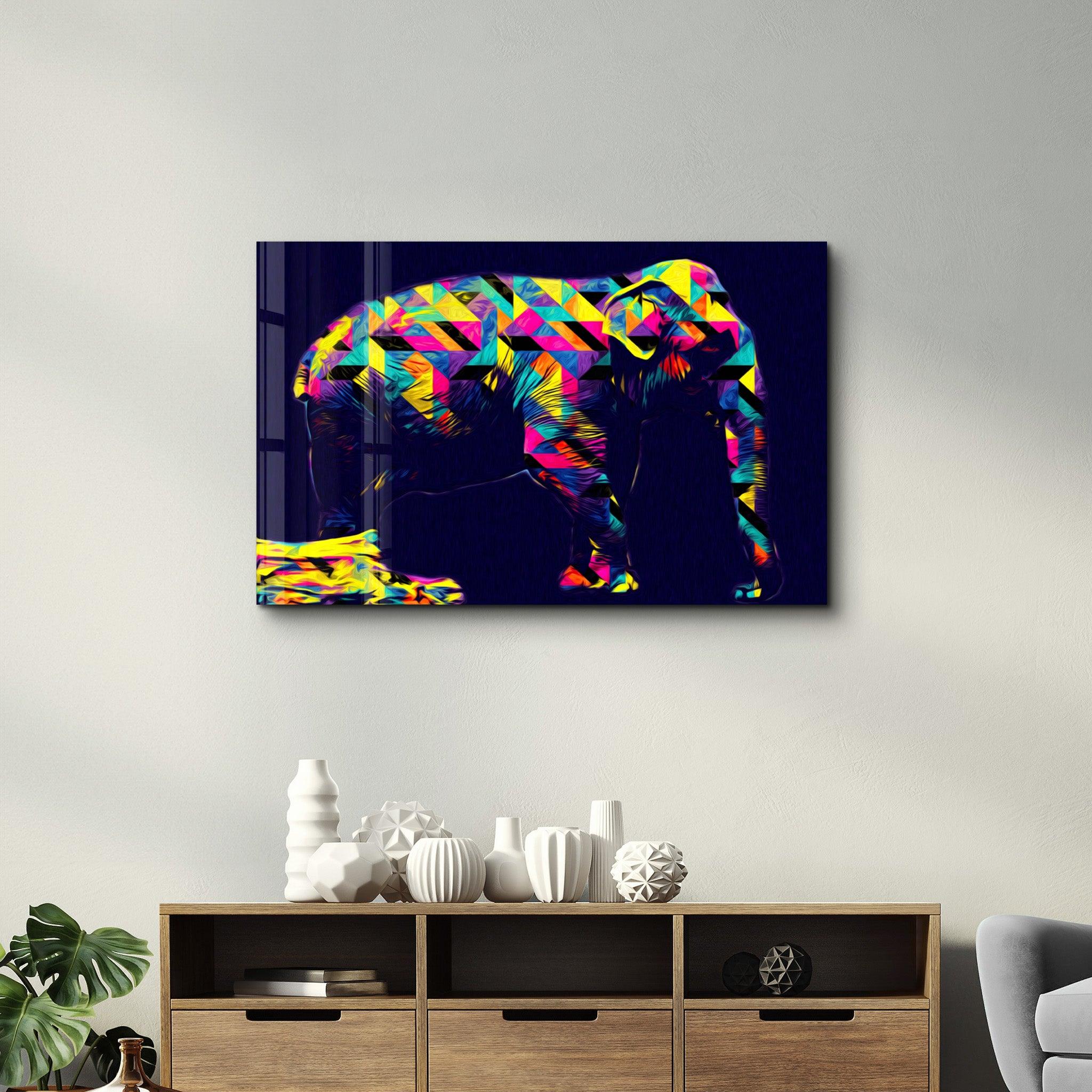 Colormix Elephant | Glass Wall Art - ArtDesigna Glass Printing Wall Art