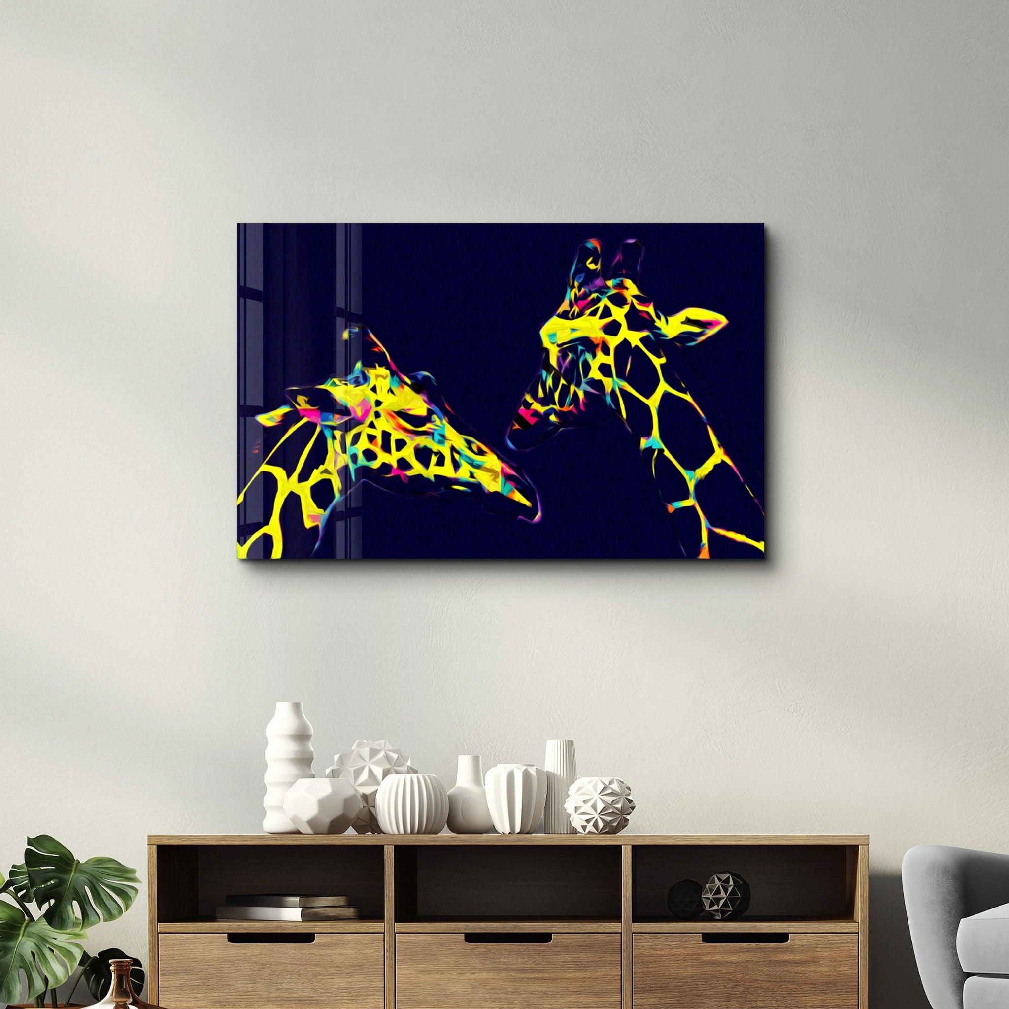 Colormix Giraffes | Glass Wall Art - ArtDesigna Glass Printing Wall Art