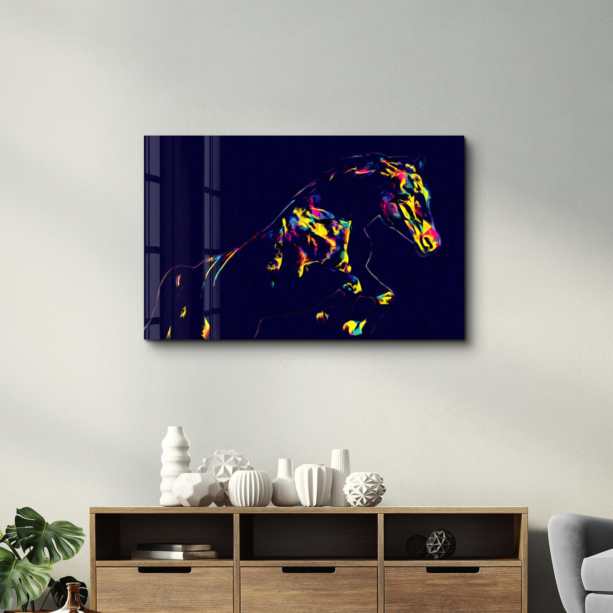 Colormix Horse | Glass Wall Art - Artdesigna