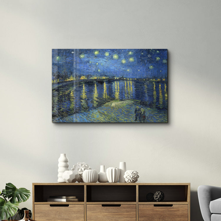 ・"Vincent van Gogh's Starry Night Over the Rhône (1888)"・Glass Wall Art - ArtDesigna Glass Printing Wall Art