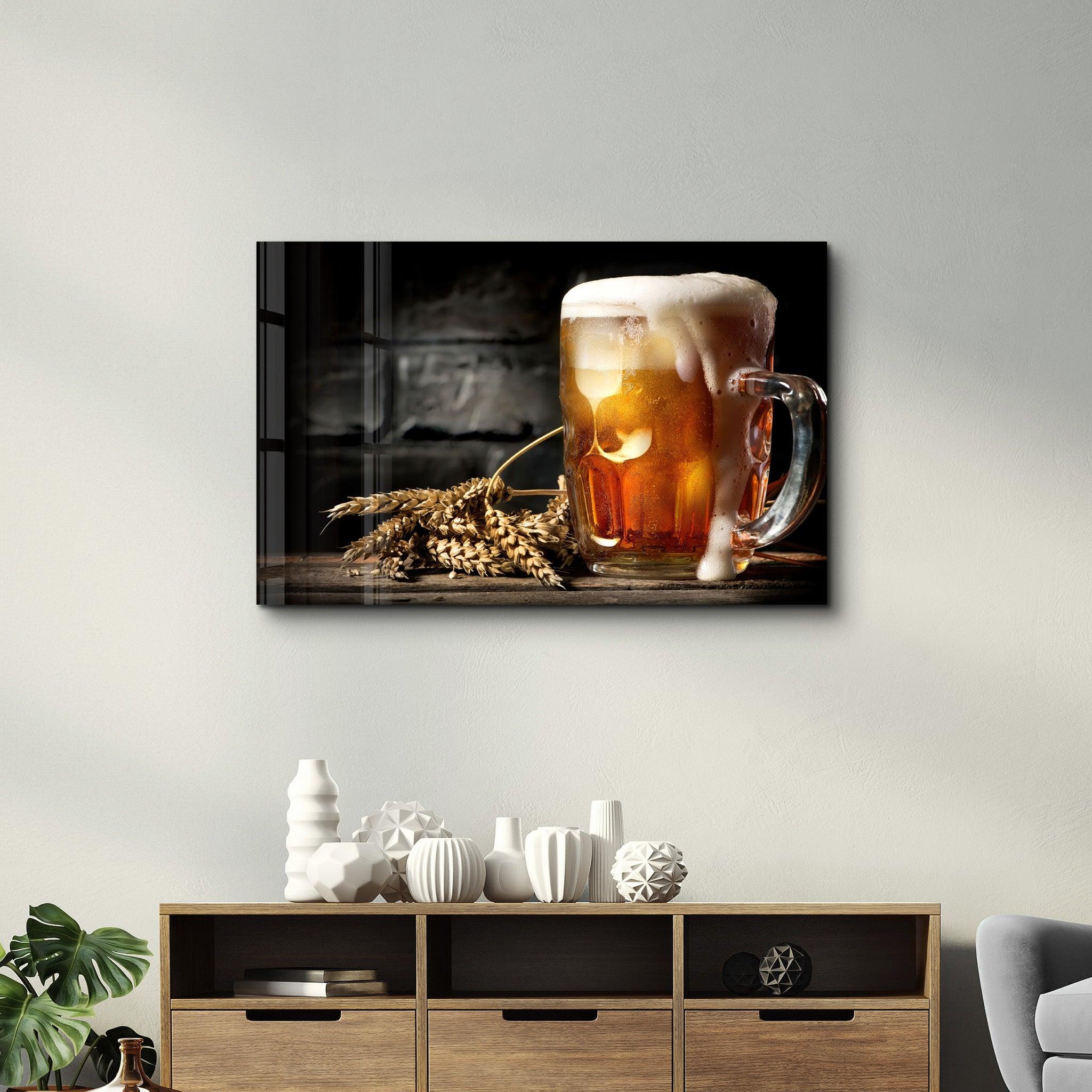 Bubbling Beer | Glass Wall Art - ArtDesigna Glass Printing Wall Art