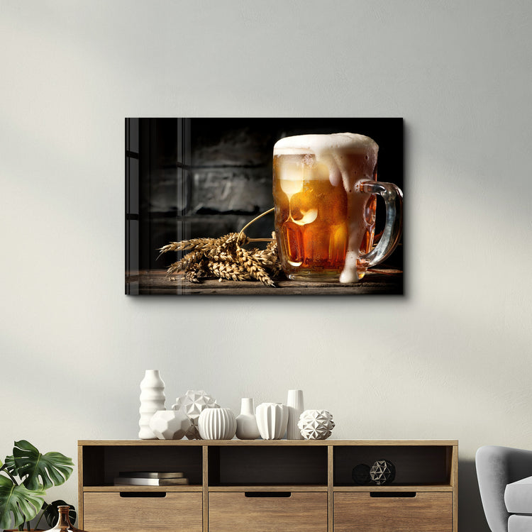 ・"Bubbling Beer"・Glass Wall Art - ArtDesigna Glass Printing Wall Art