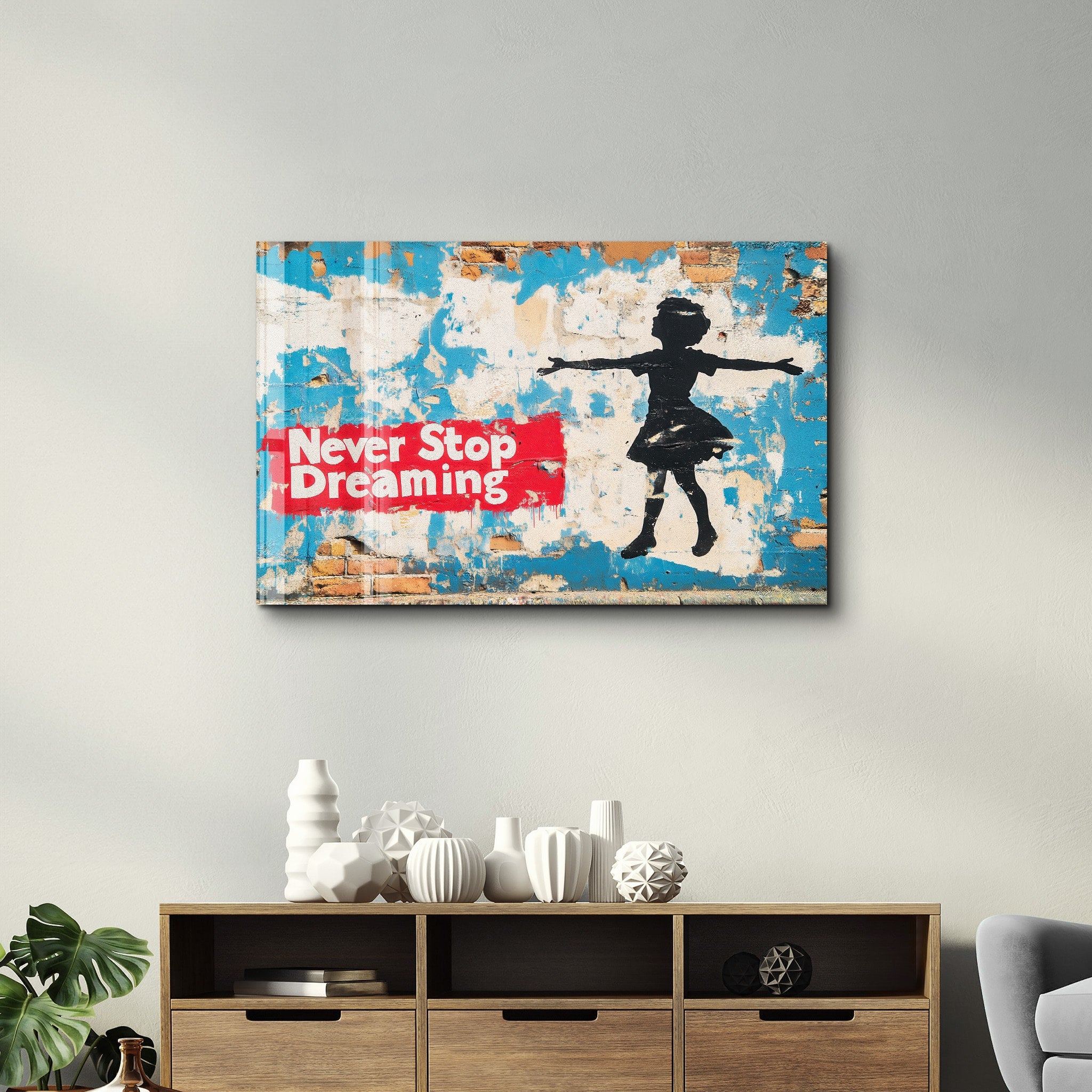 Never Stop Dreaming - Glass Wall Art