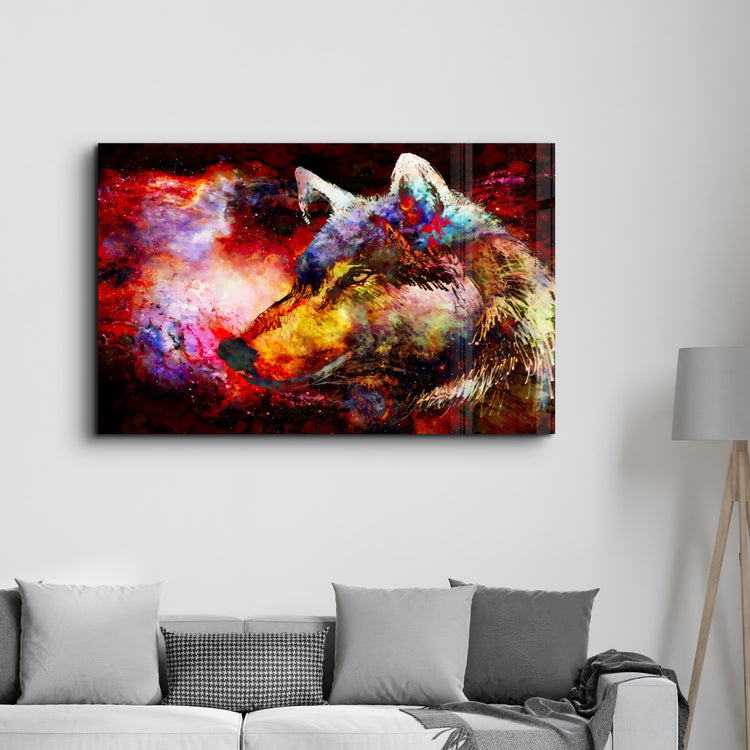 ・"Abstract Colorful Wolf"・Glass Wall Art - ArtDesigna Glass Printing Wall Art
