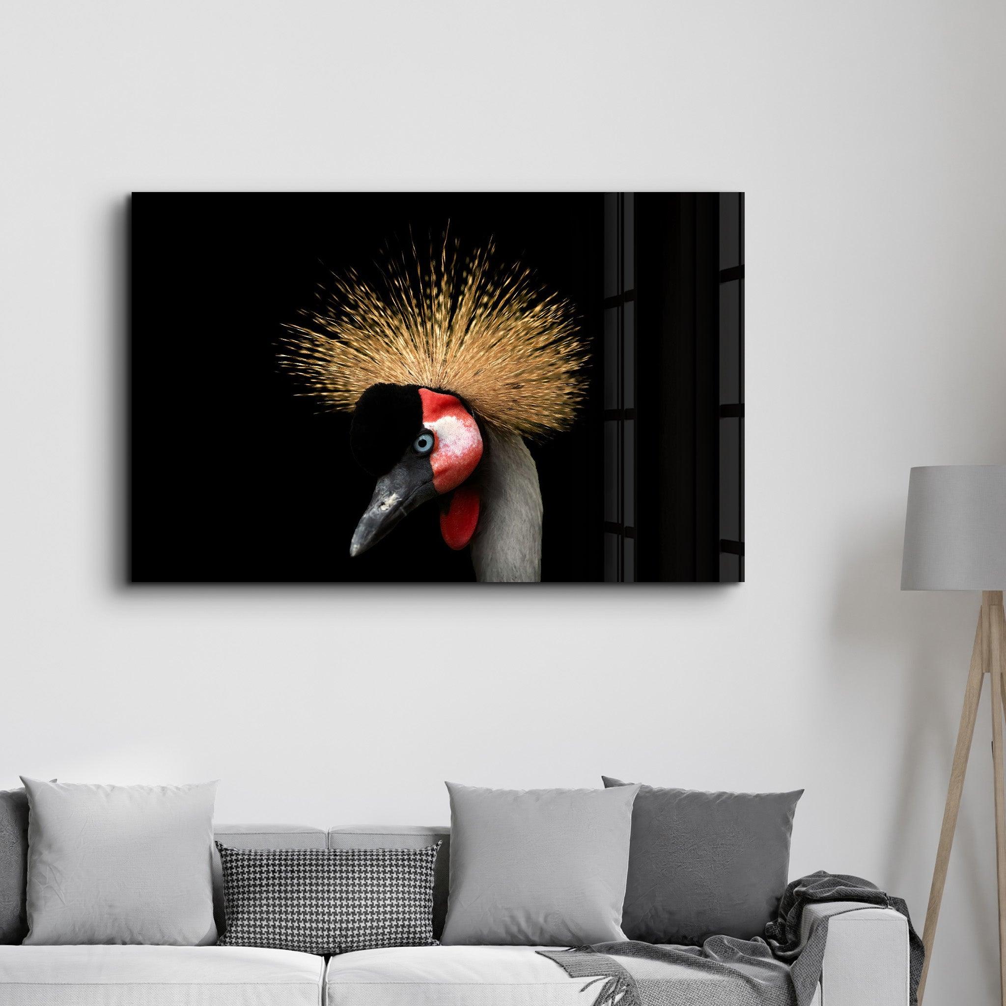 Crowned Crane | Glass Wall Art - ArtDesigna Glass Printing Wall Art